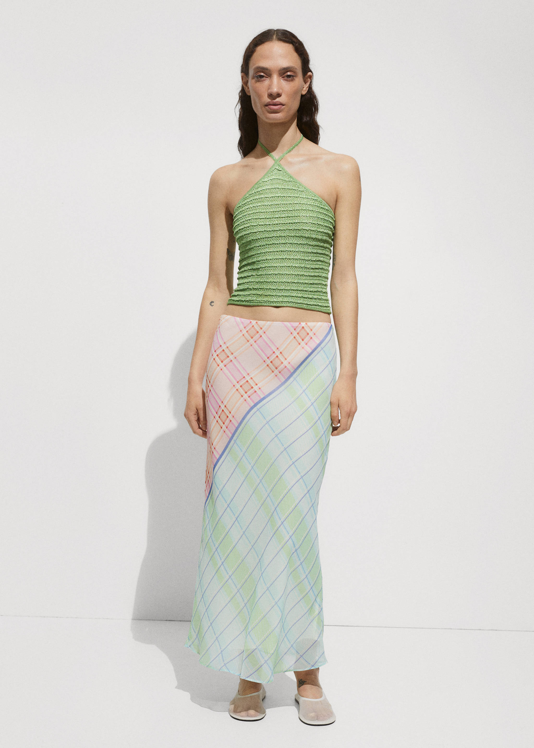 Halter-neck lurex knitted top - General plane