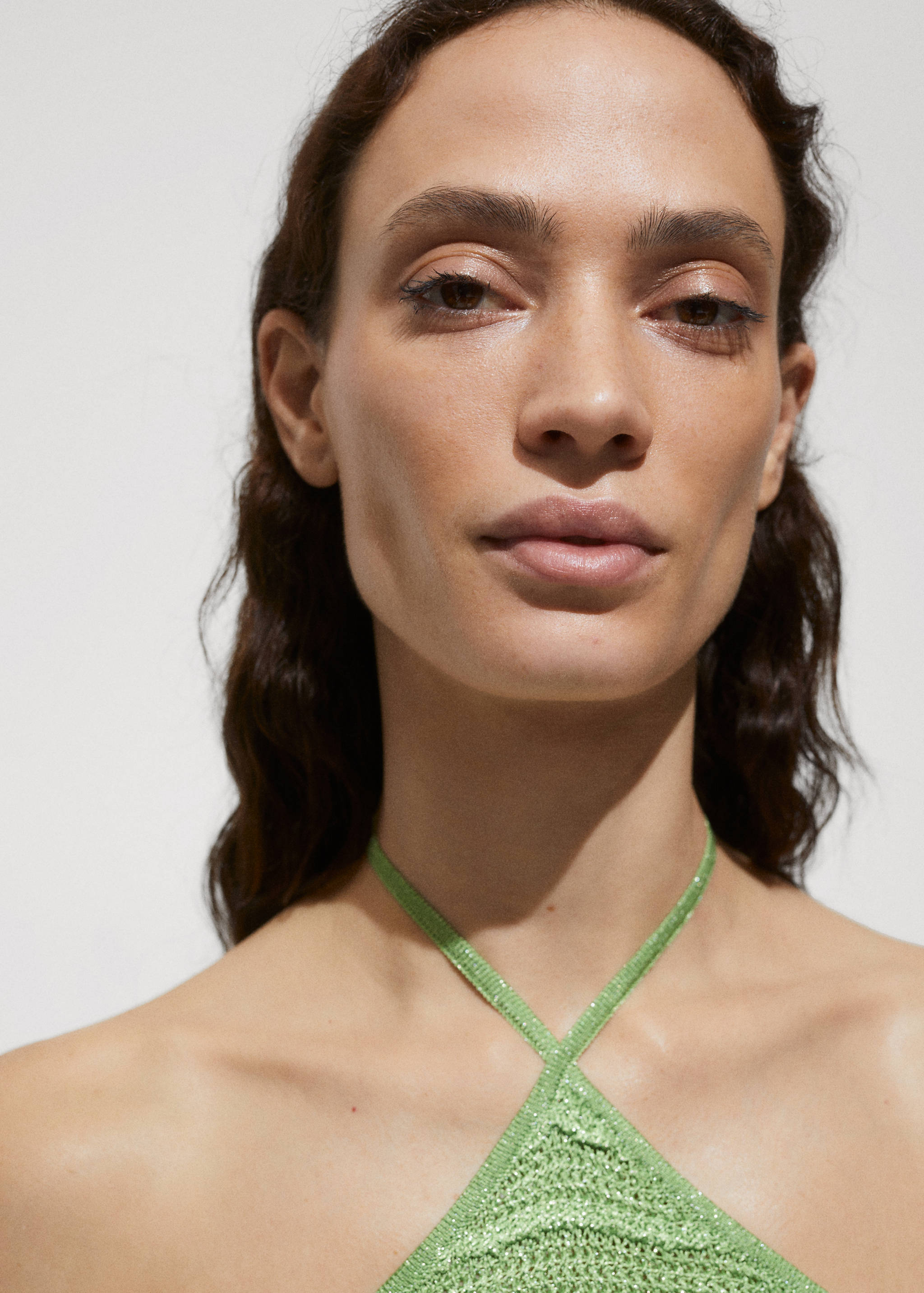 Halter-neck lurex knitted top - Details of the article 1