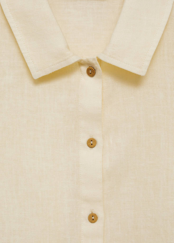 Short sleeve linen-blend shirt — Yellow