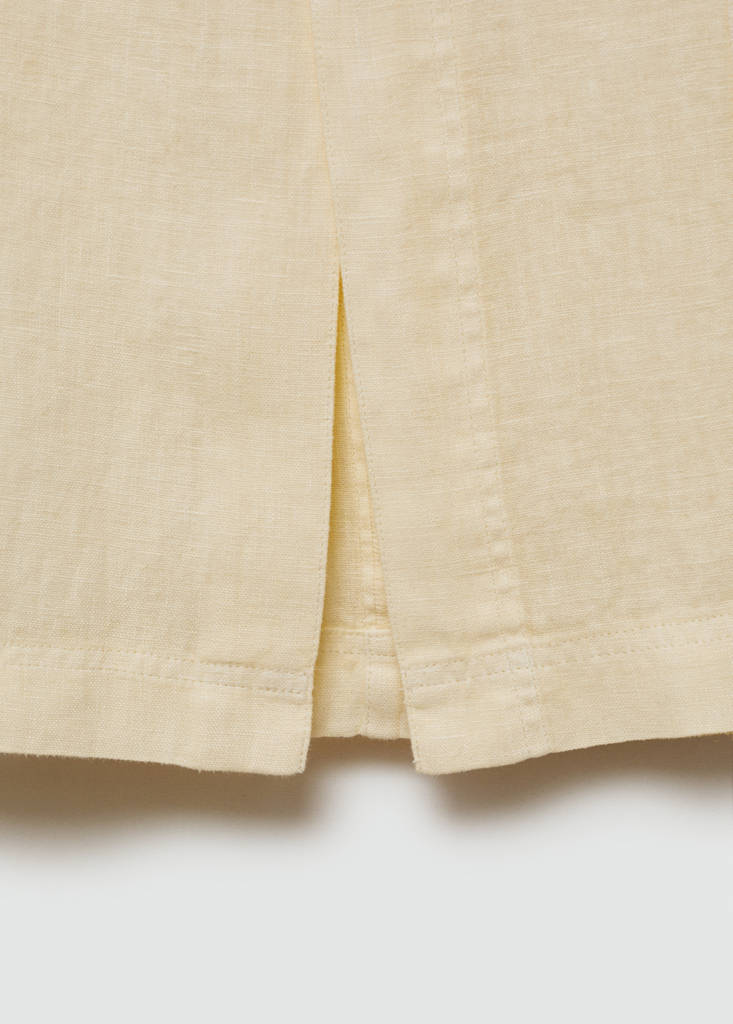 Linen skirt with slit — Pastel Yellow