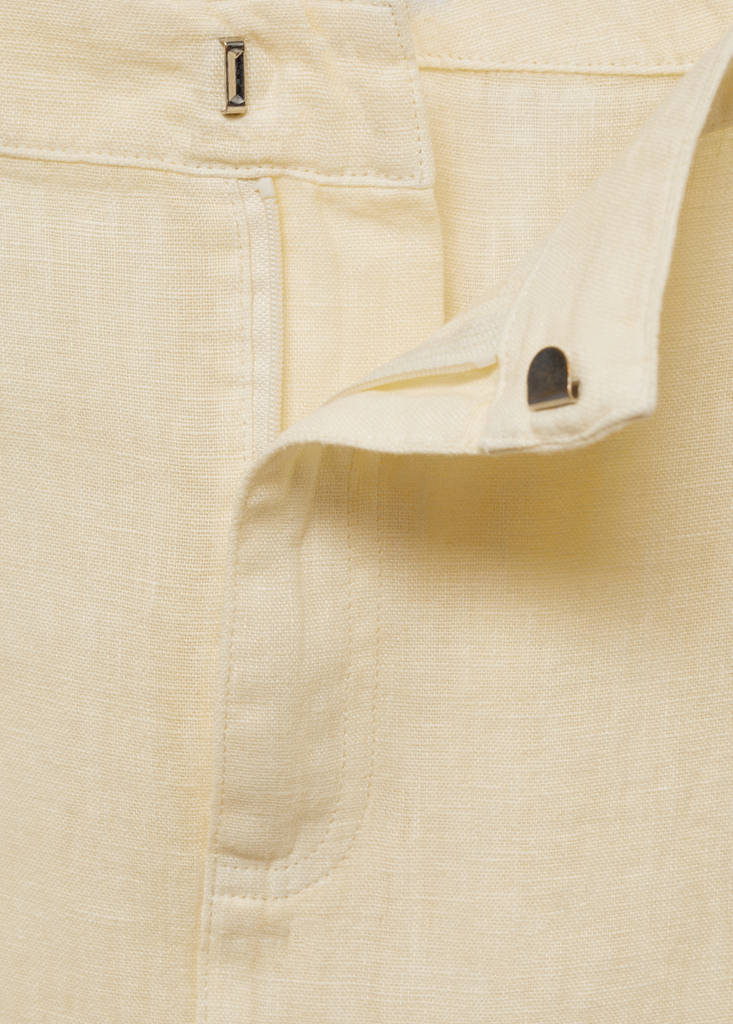 Linen skirt with slit — Pastel Yellow