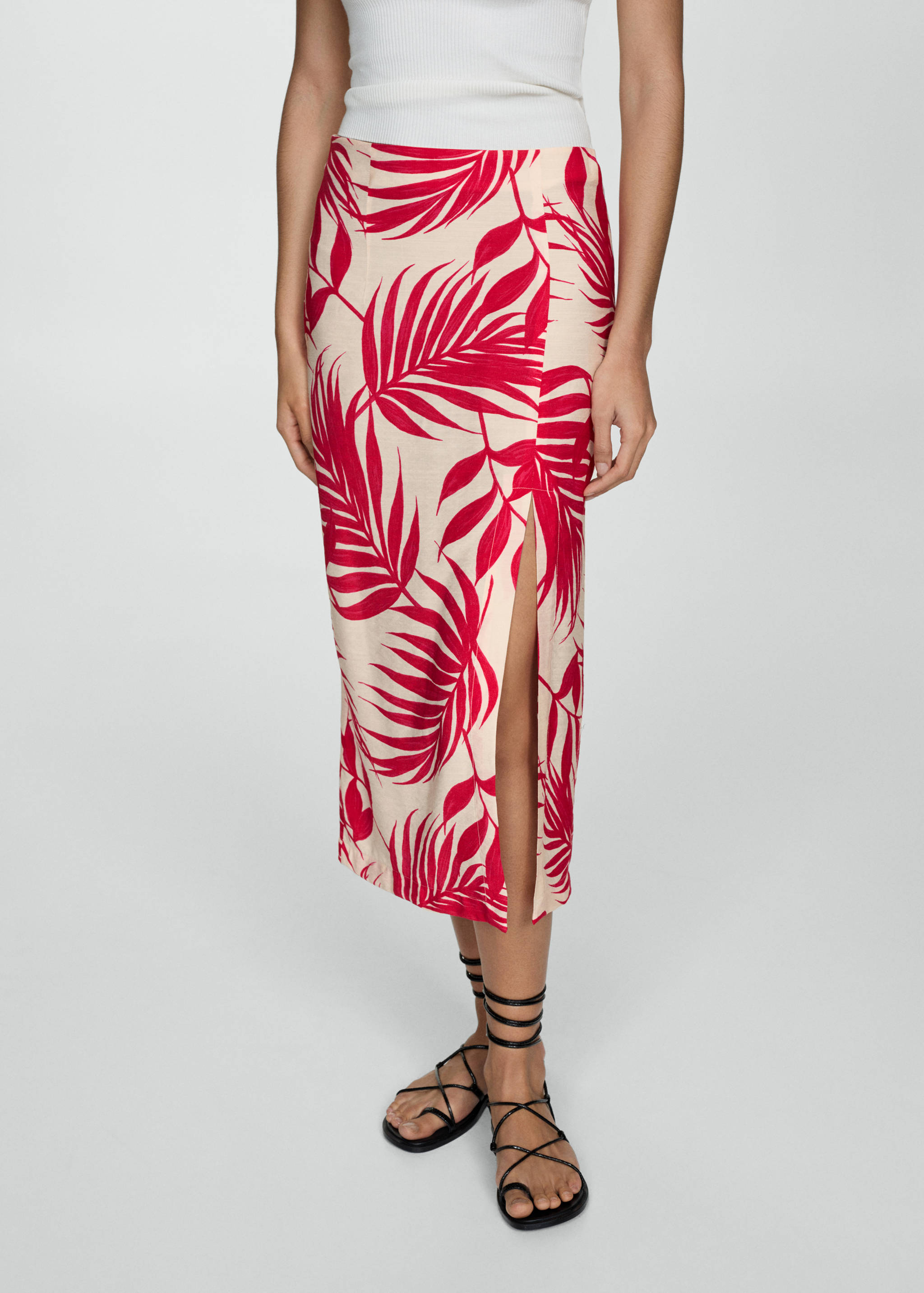 Printed skirt with slit - Medium plane