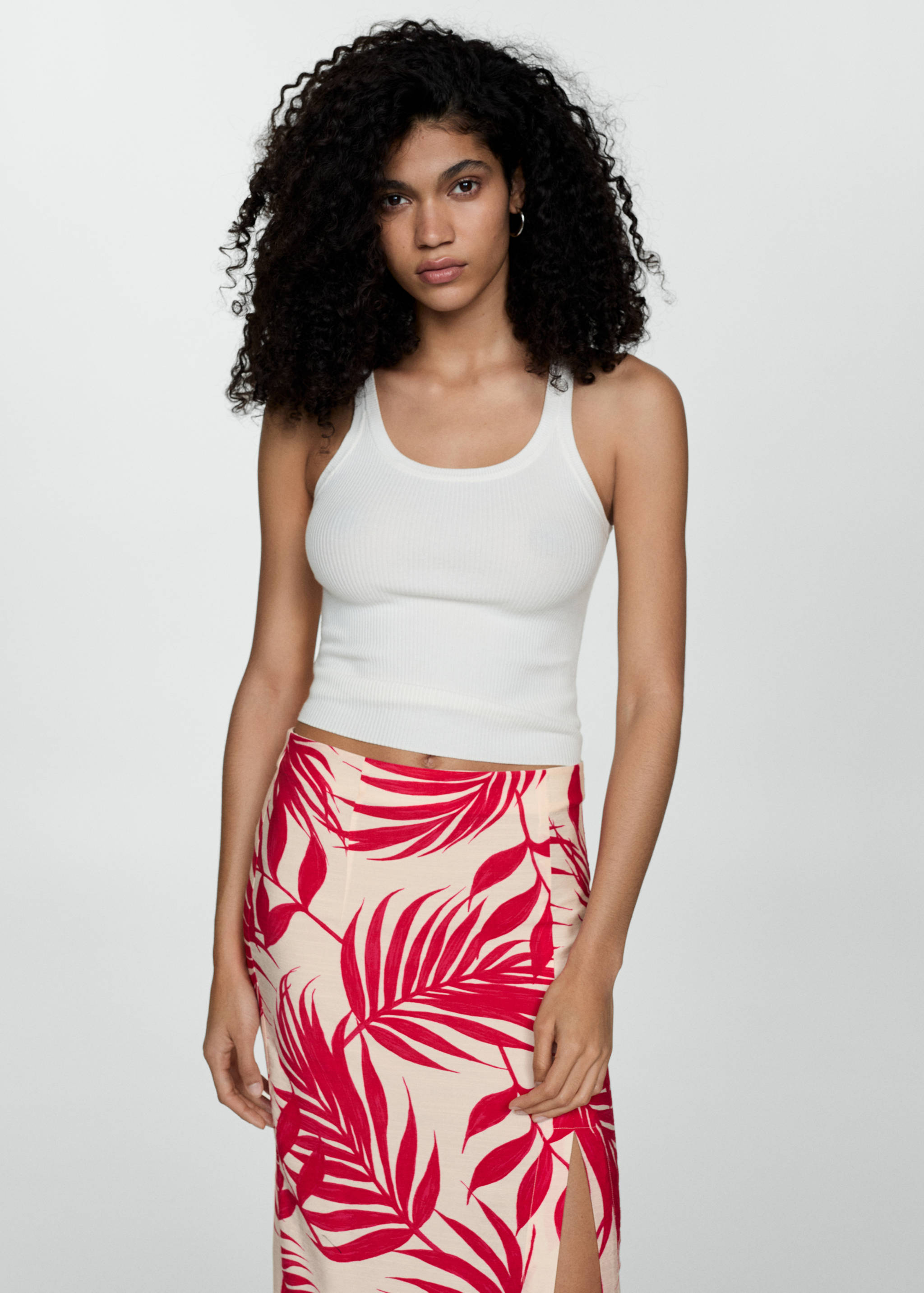 Printed skirt with slit - Details of the article 1