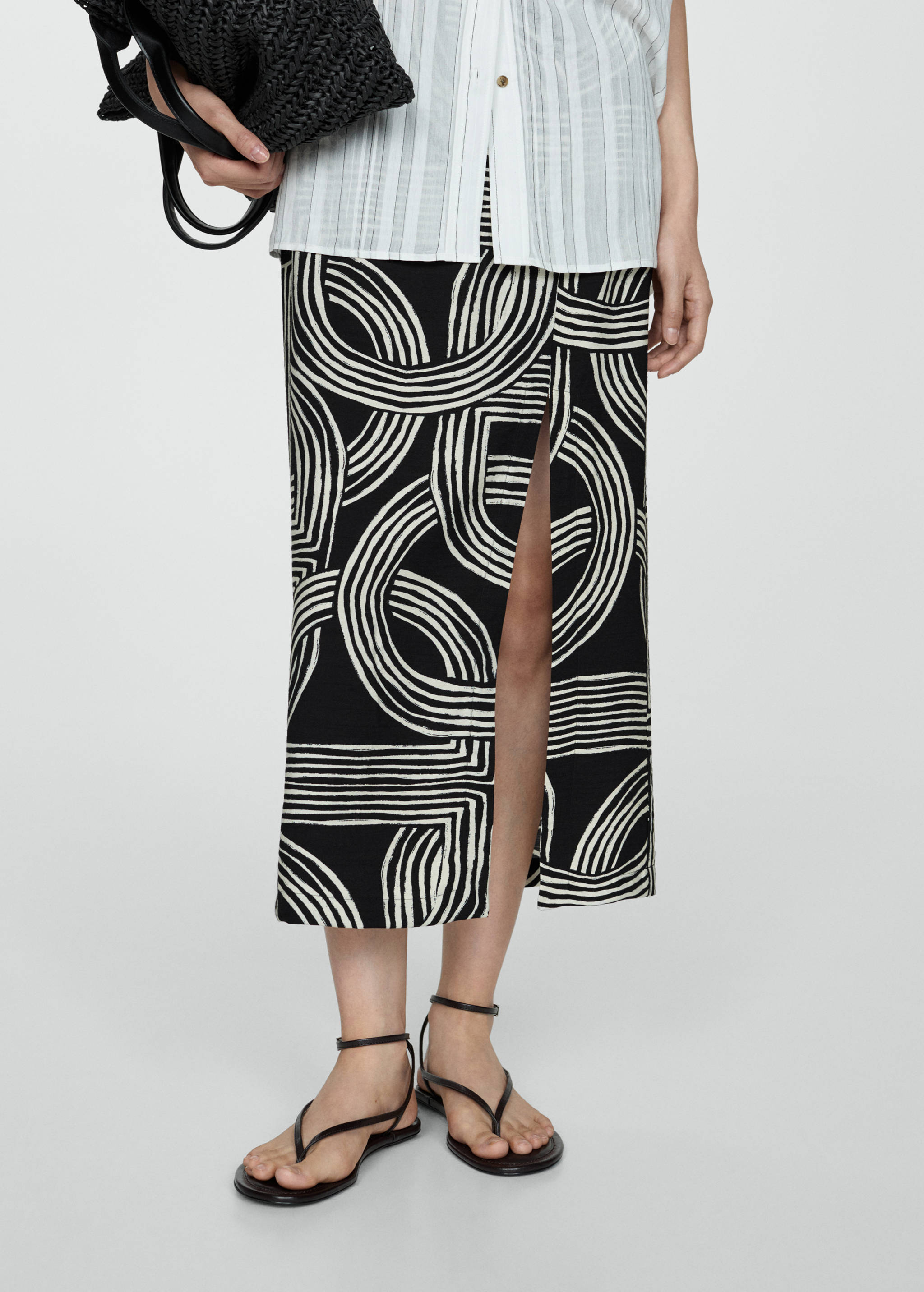 Printed skirt with slit - Medium plane