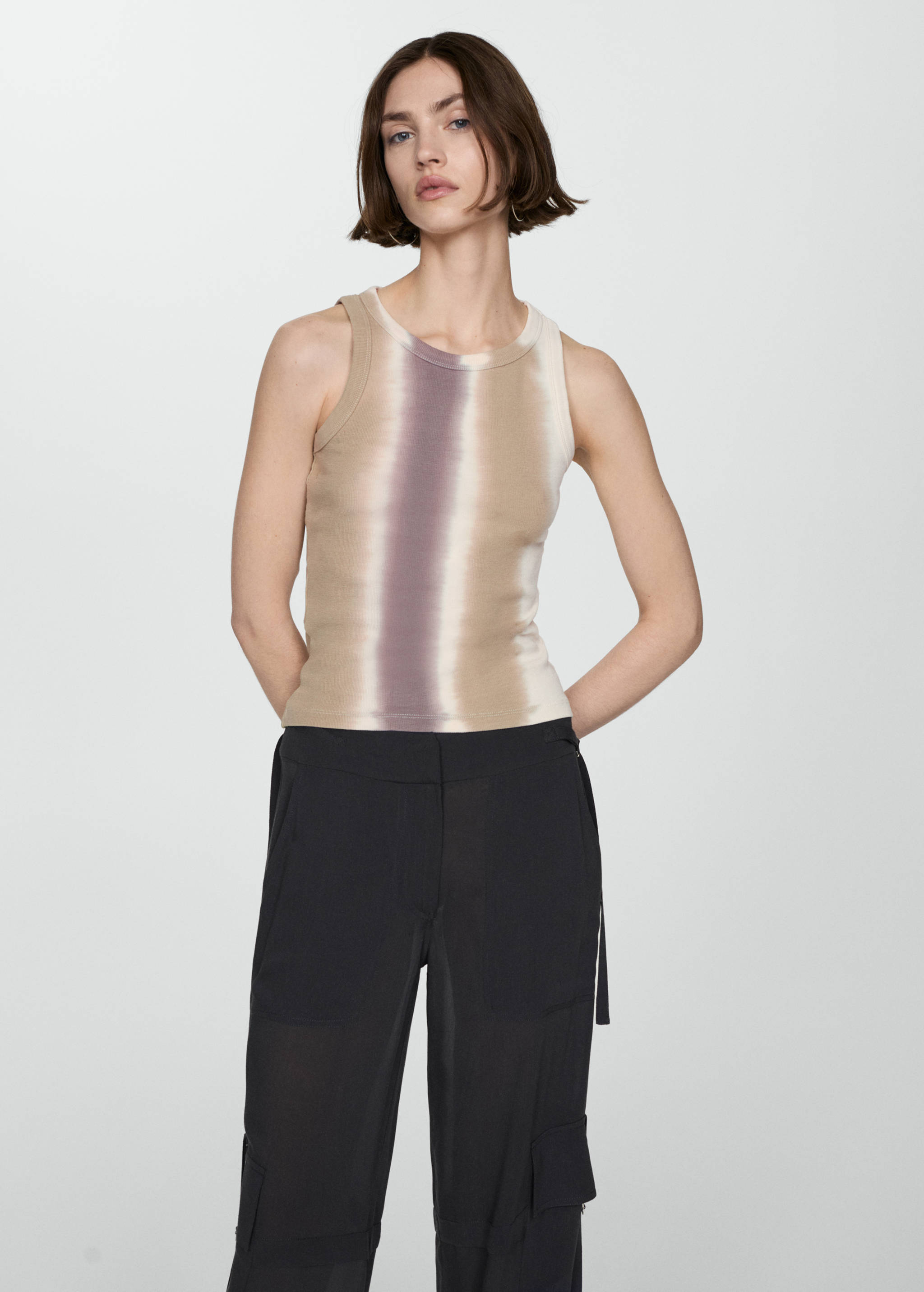 Top canalé tie-dye - Plano medio