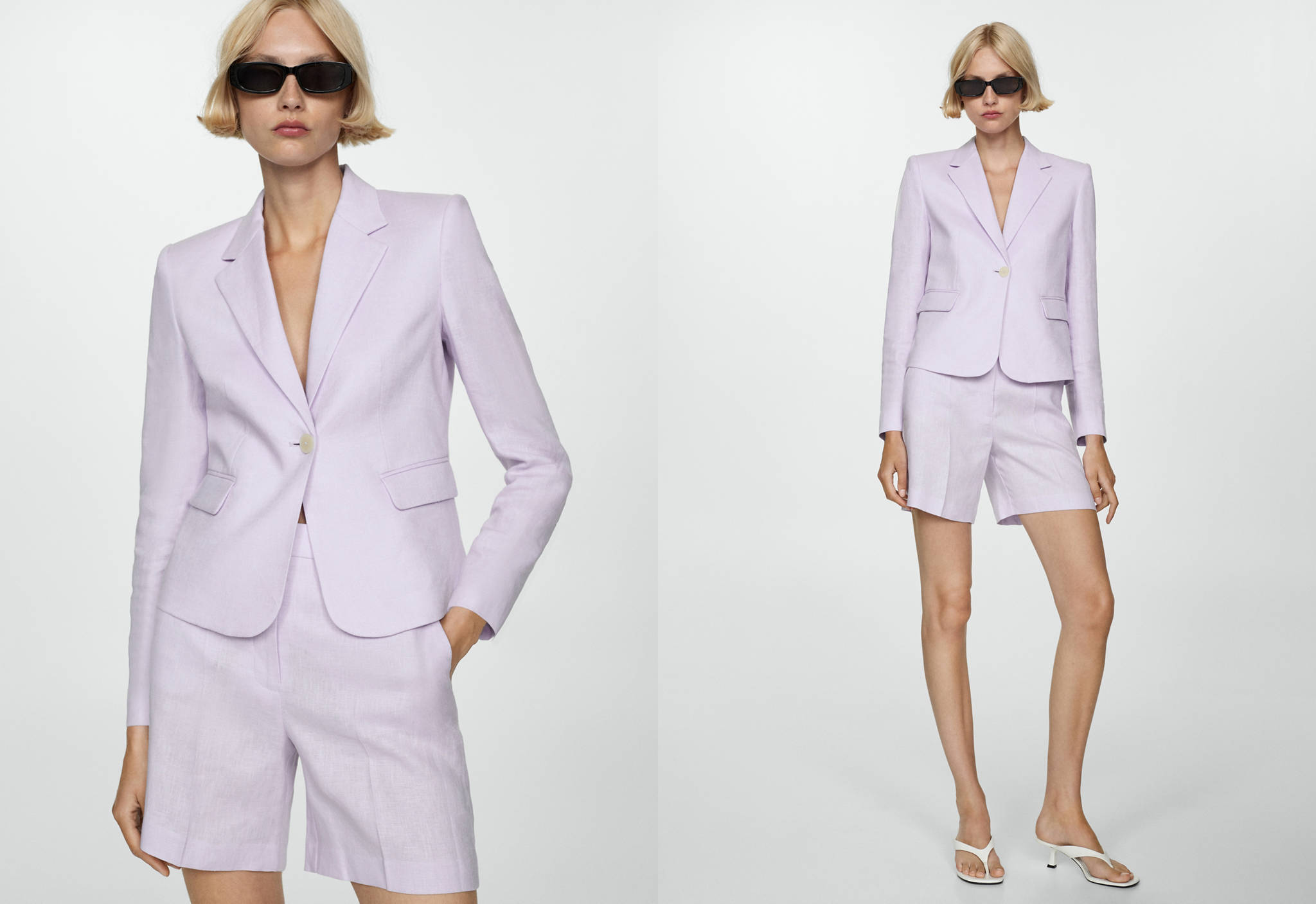 Cropped linen suit jacket - Panoramic plane