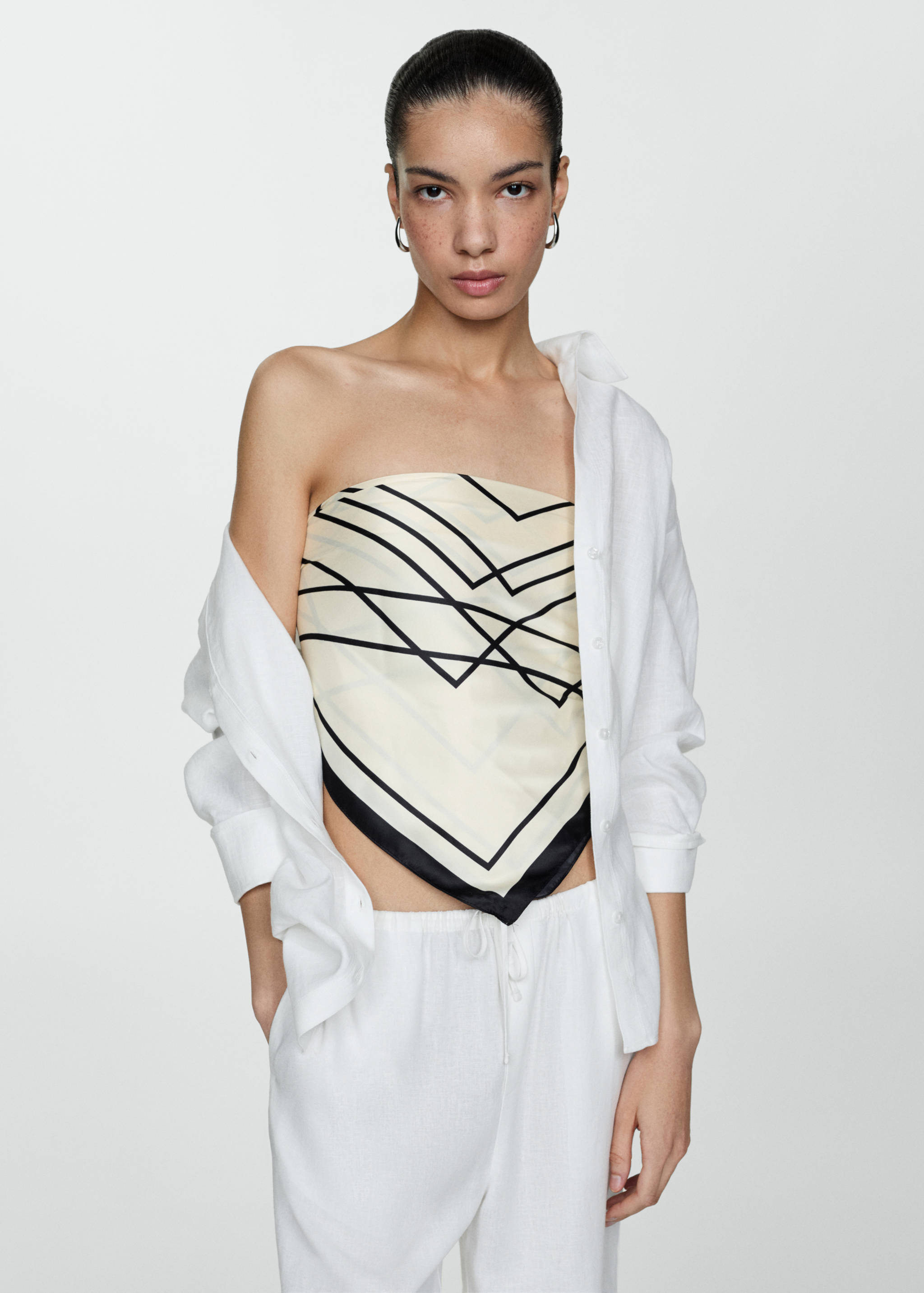 Straight linen-blend trousers - Medium plane