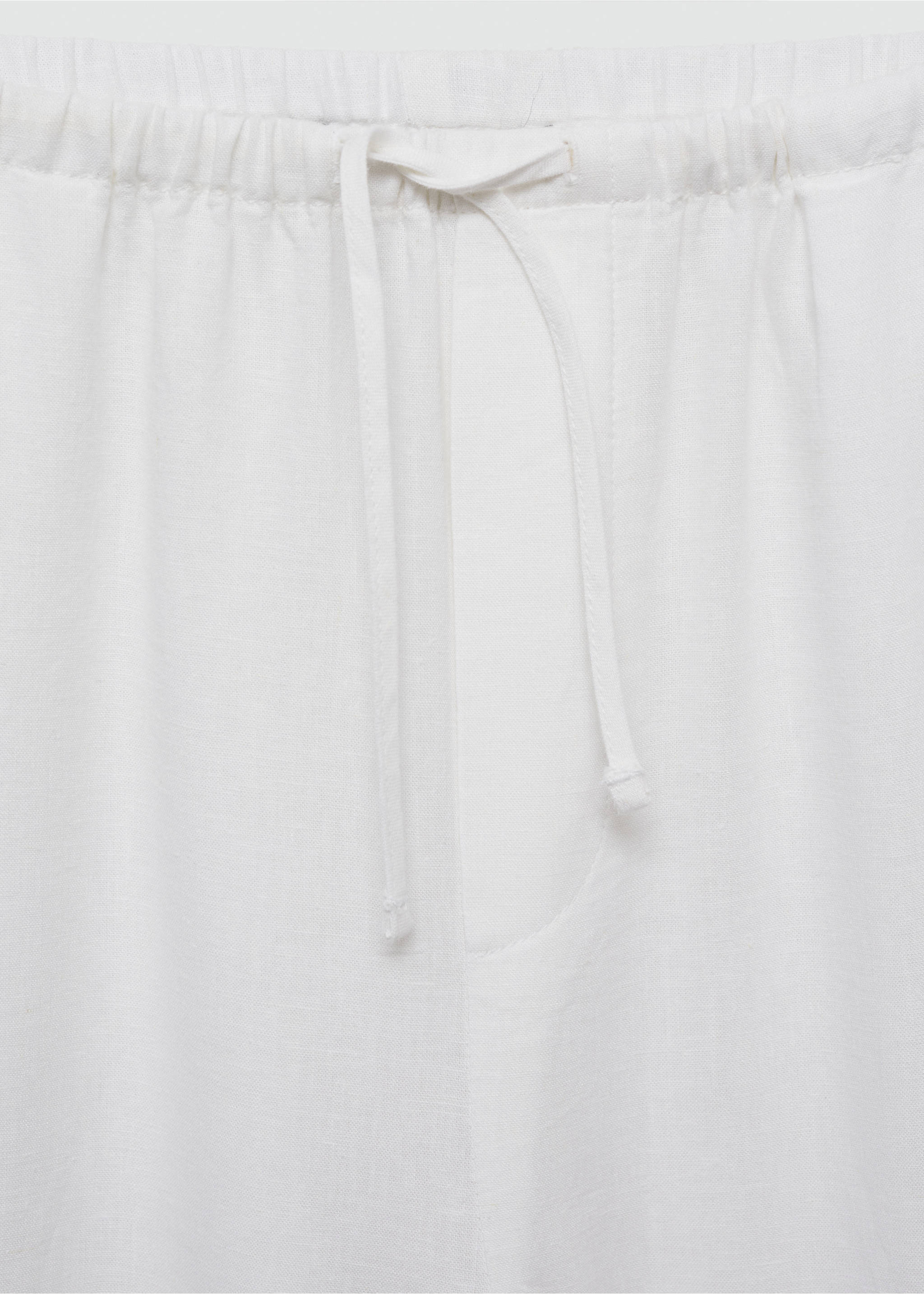 Straight linen-blend trousers - Details of the article 8, White. Ref: 77040372-00.