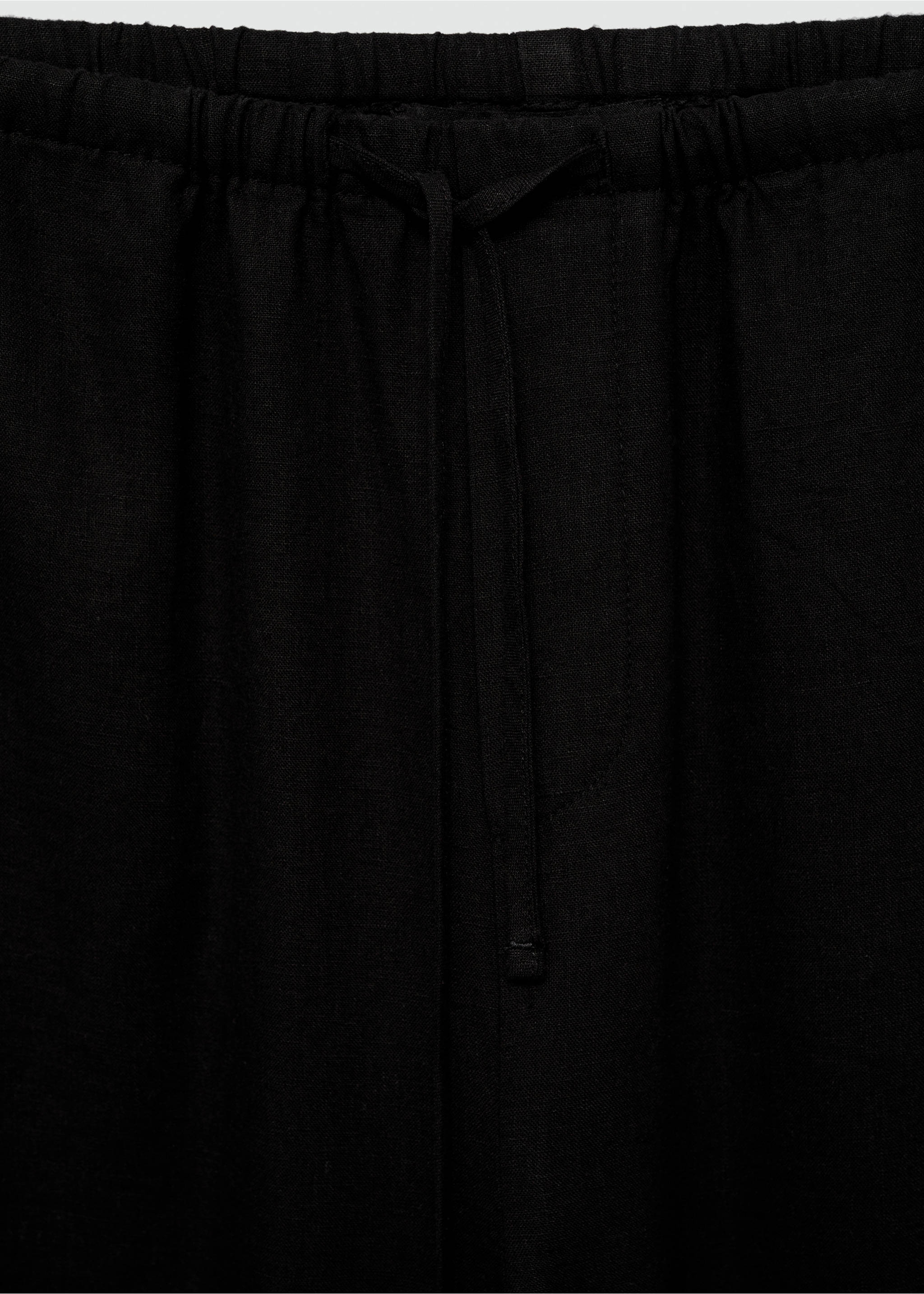 Straight linen-blend trousers - Details of the article 8, Black. Ref: 77040372-00.