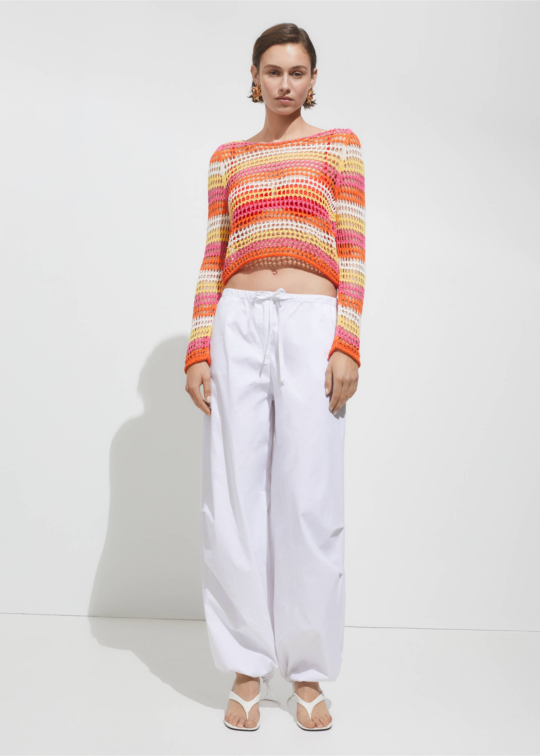 Pull-over crochet combiné - Plan général, Orange. Ref: 77040379-00.