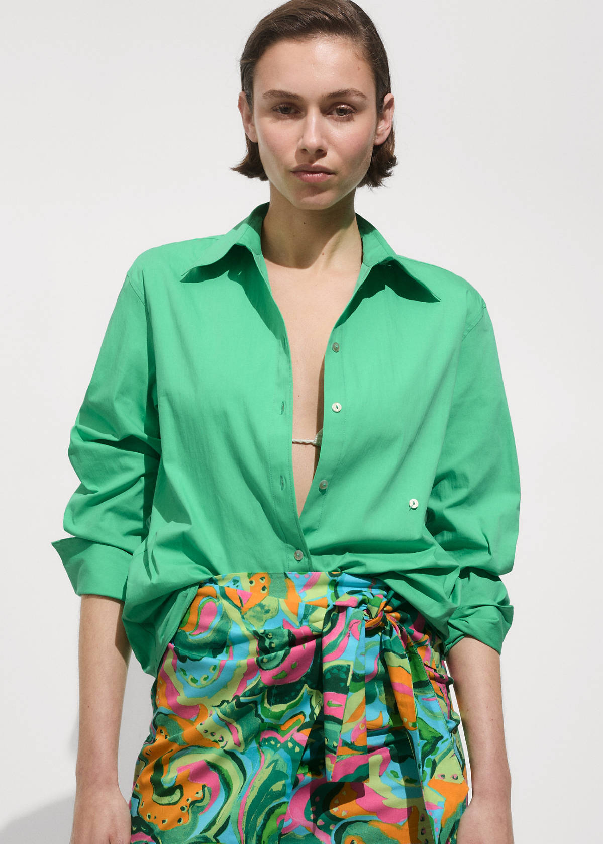 Buttoned cotton shirt — Green