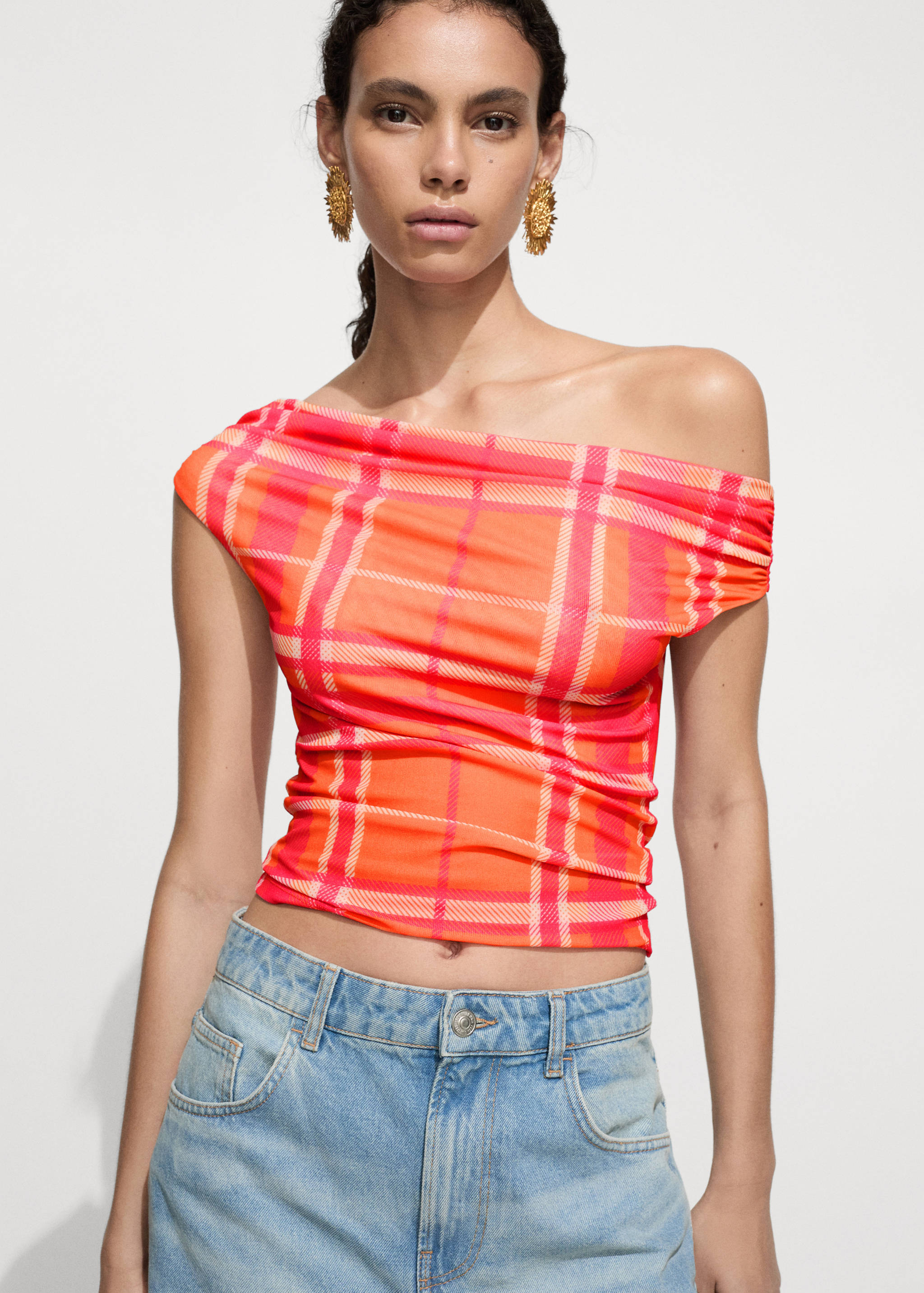 Printed boat-neck top - Medium plane