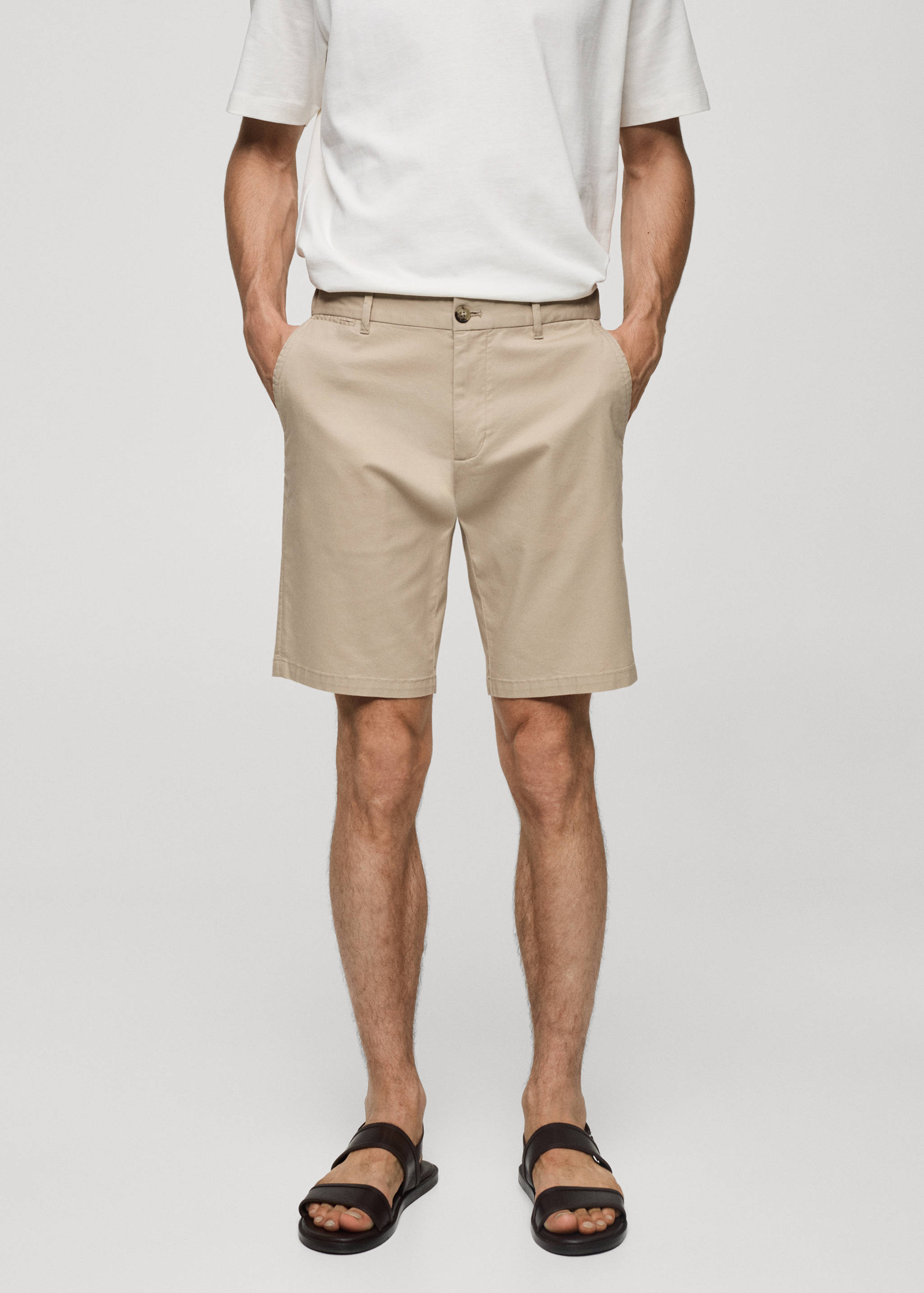 Slim-fit chino cotton bermuda shorts - Medium plane