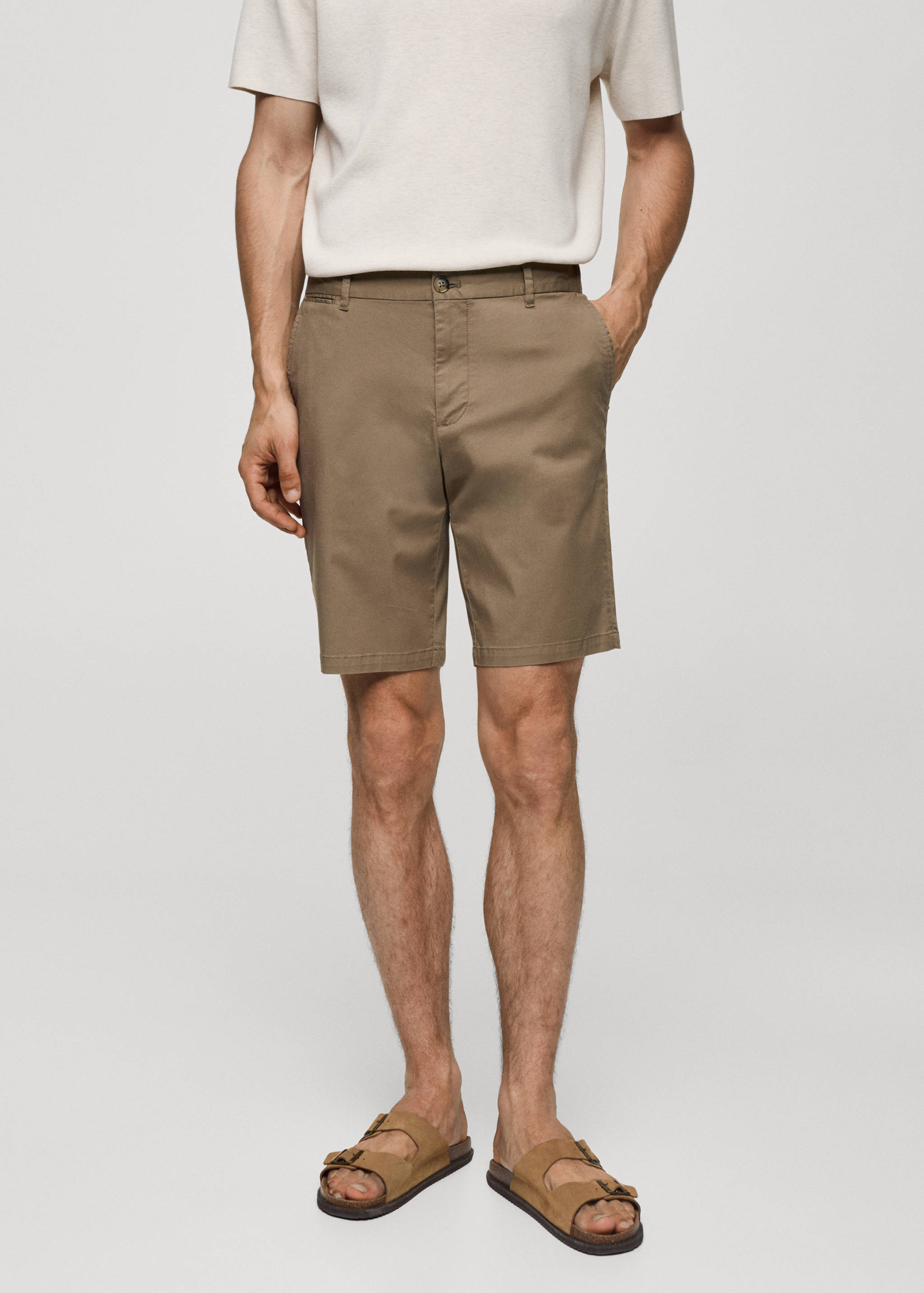 Slim-fit chino cotton bermuda shorts - Medium plane