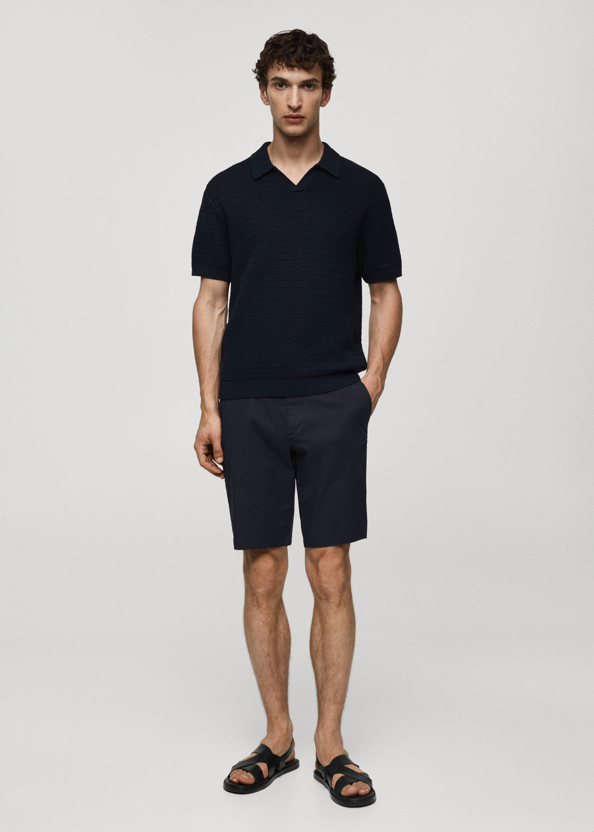 Slim-fit chino cotton bermuda shorts - General plane