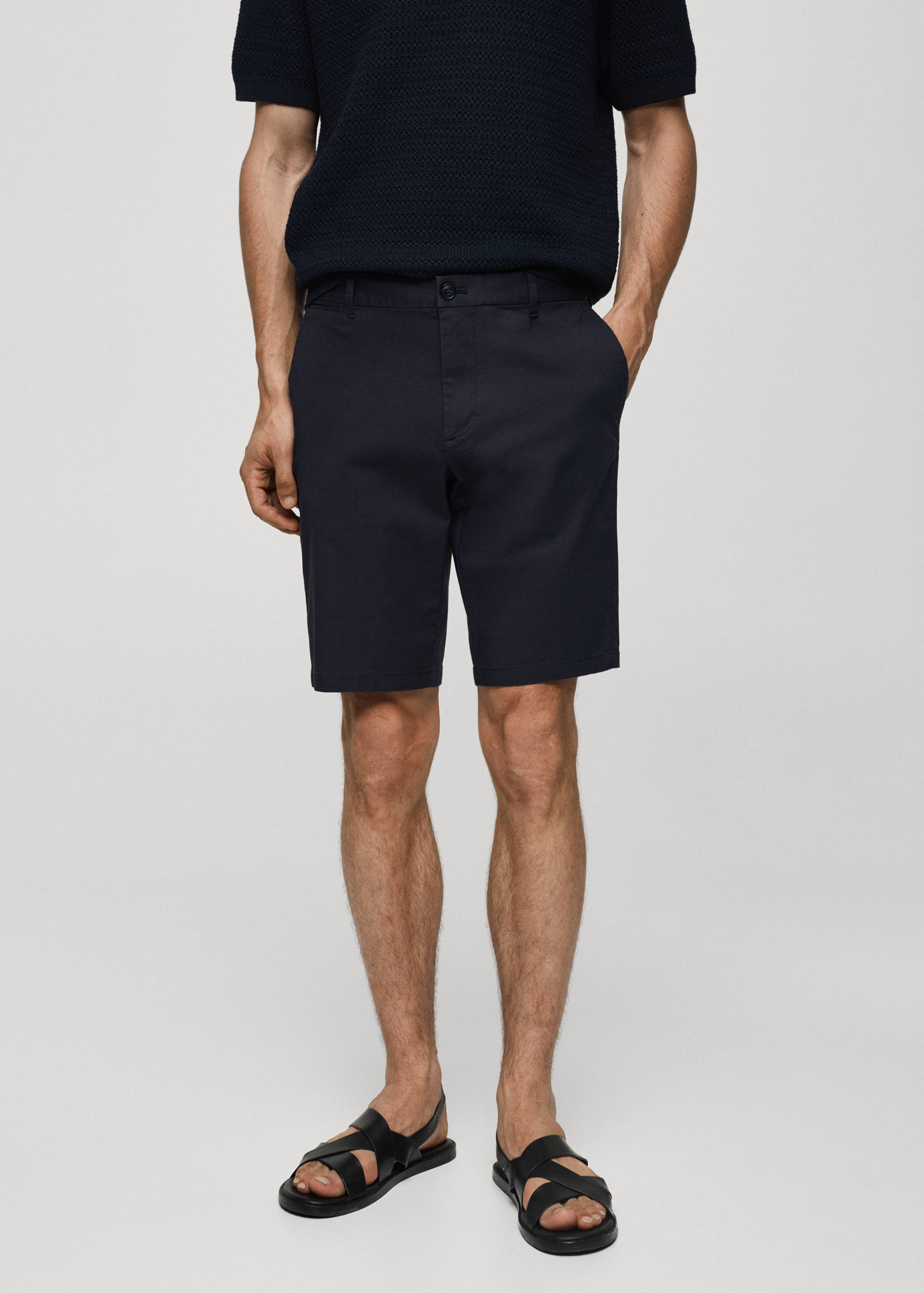 Slim-fit chino cotton bermuda shorts - Medium plane
