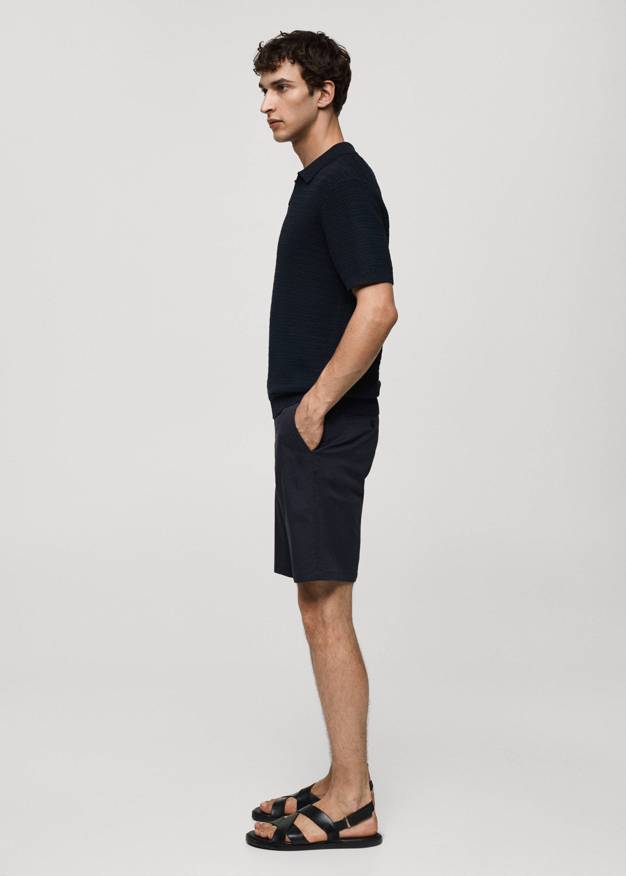 Slim-fit chino cotton bermuda shorts - Details of the article 2
