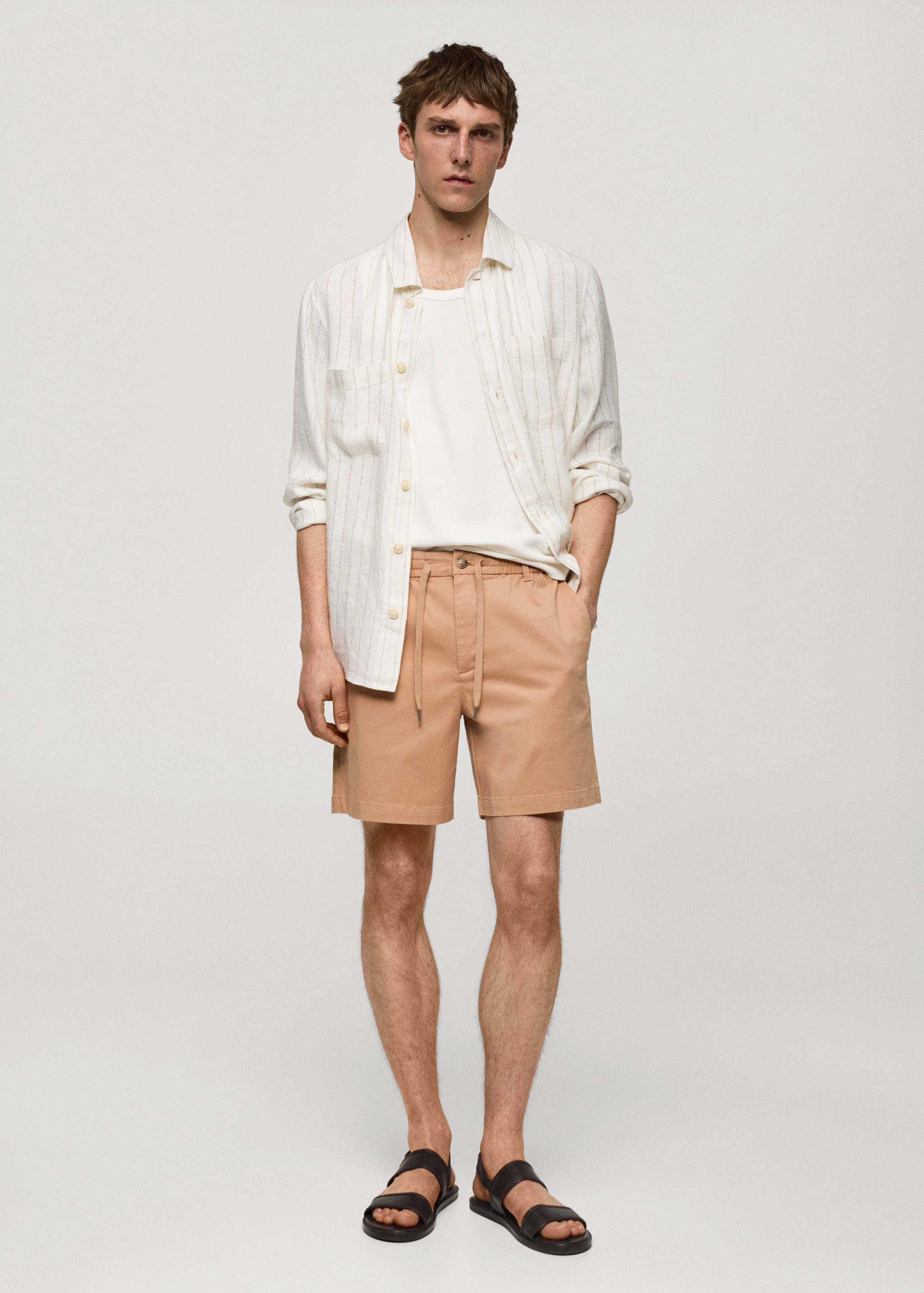 Cotton shorts with drawstring - General plane