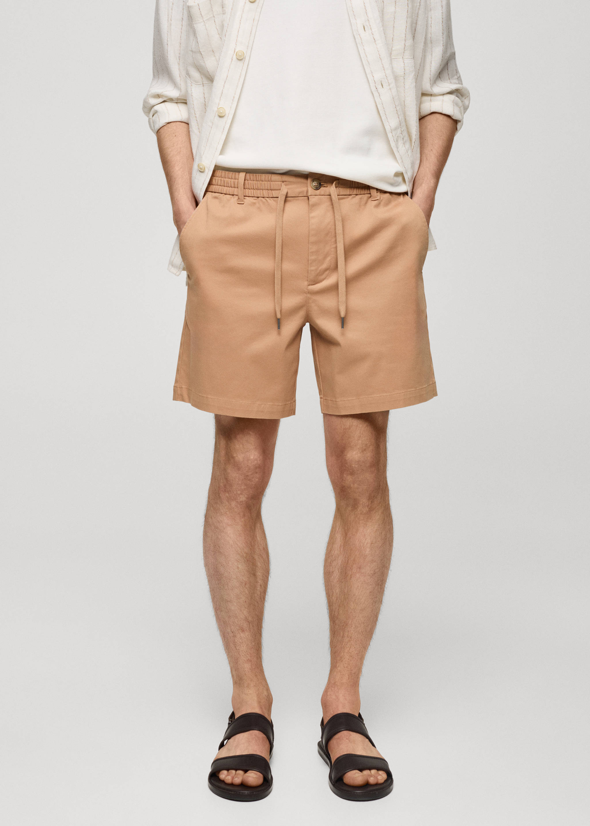 Cotton shorts with drawstring - Medium plane
