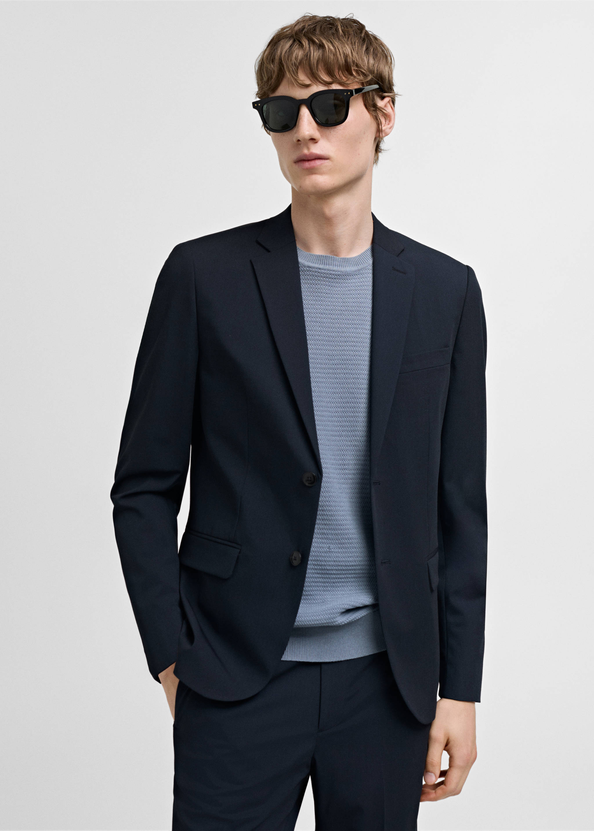 Super slim-fit suit jacket in stretch fabric - Medium plane
