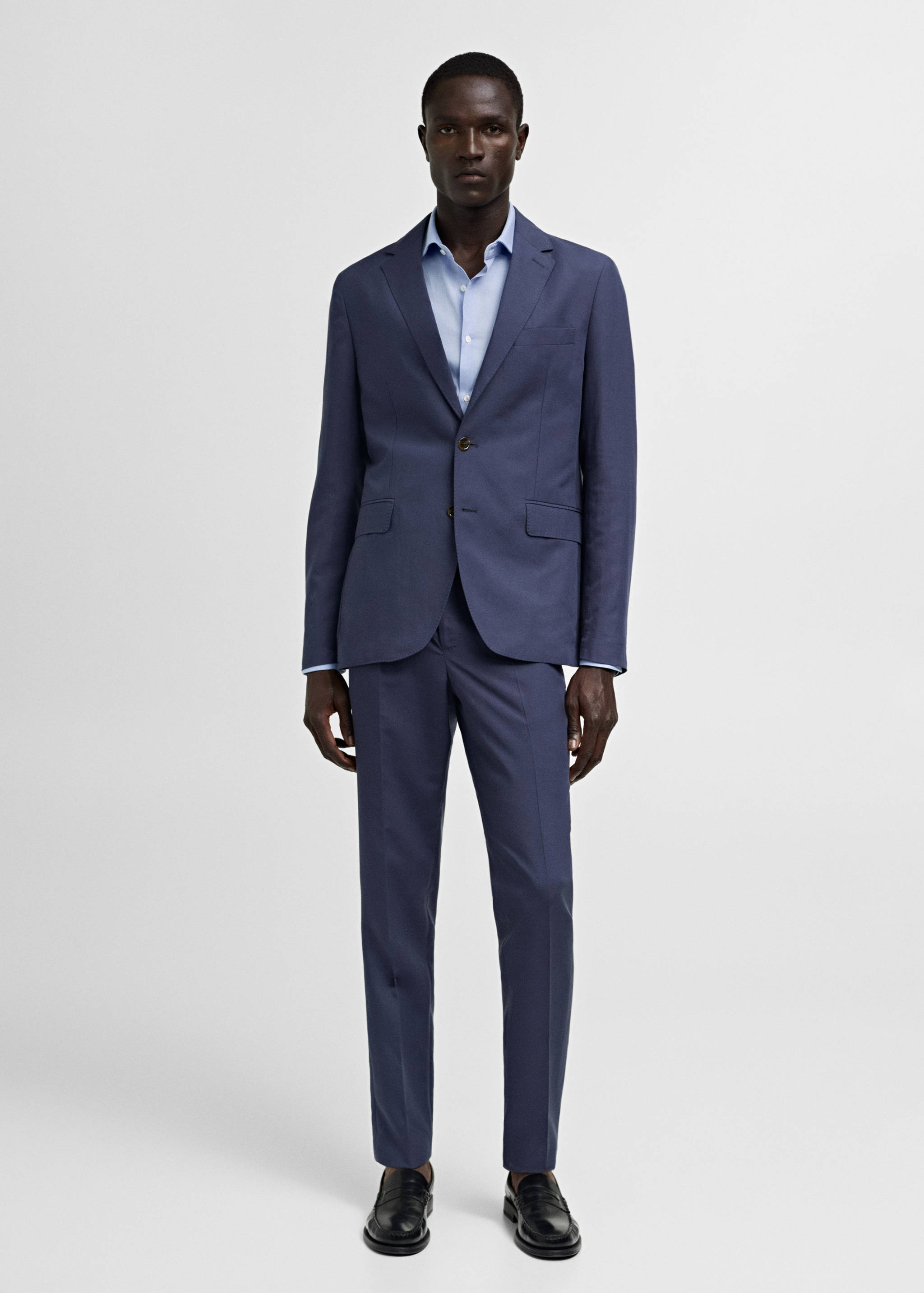 Slim-fit micro-print twill suit shirt - General plane