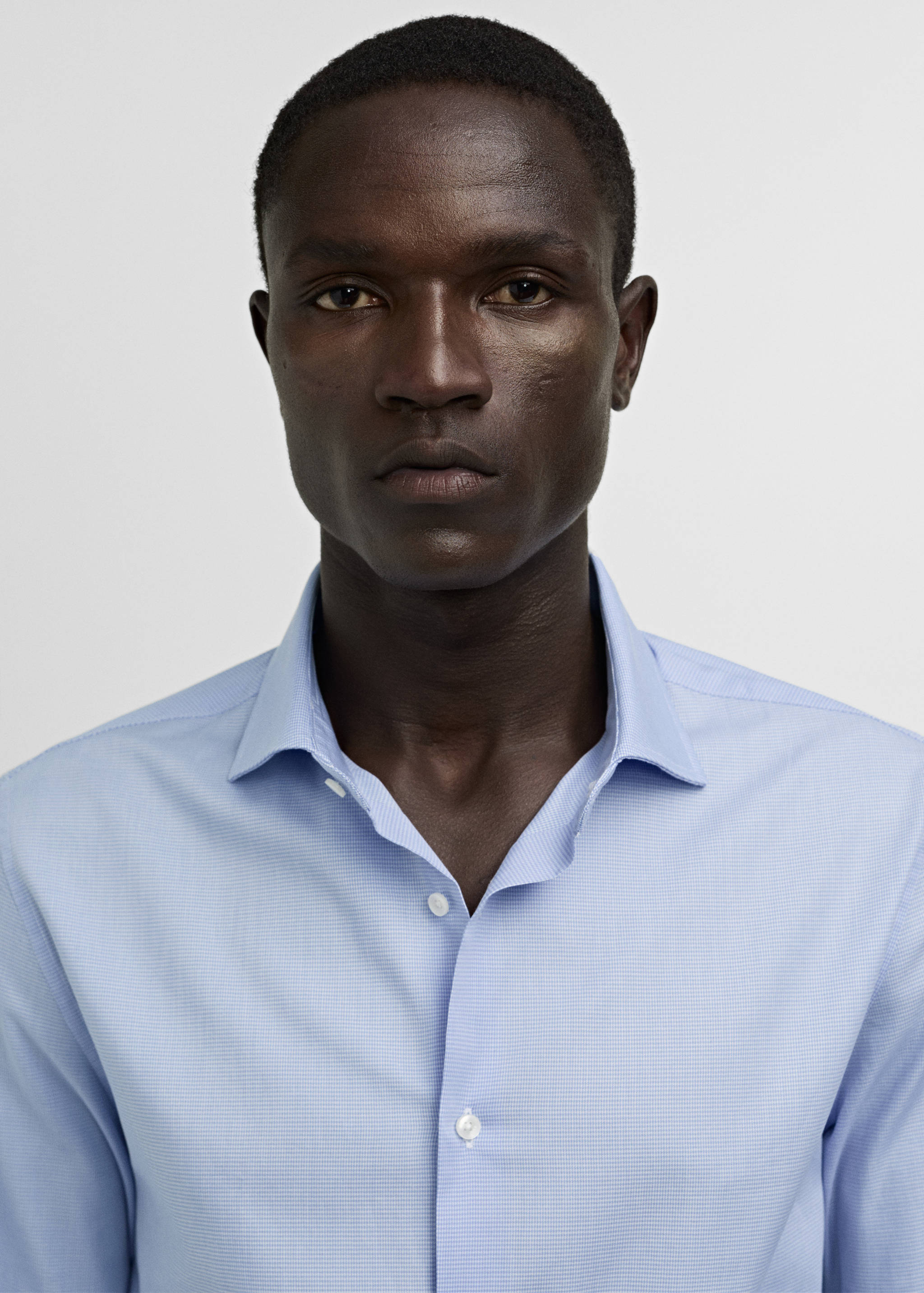 Slim-fit micro-print twill suit shirt - Details of the article 1