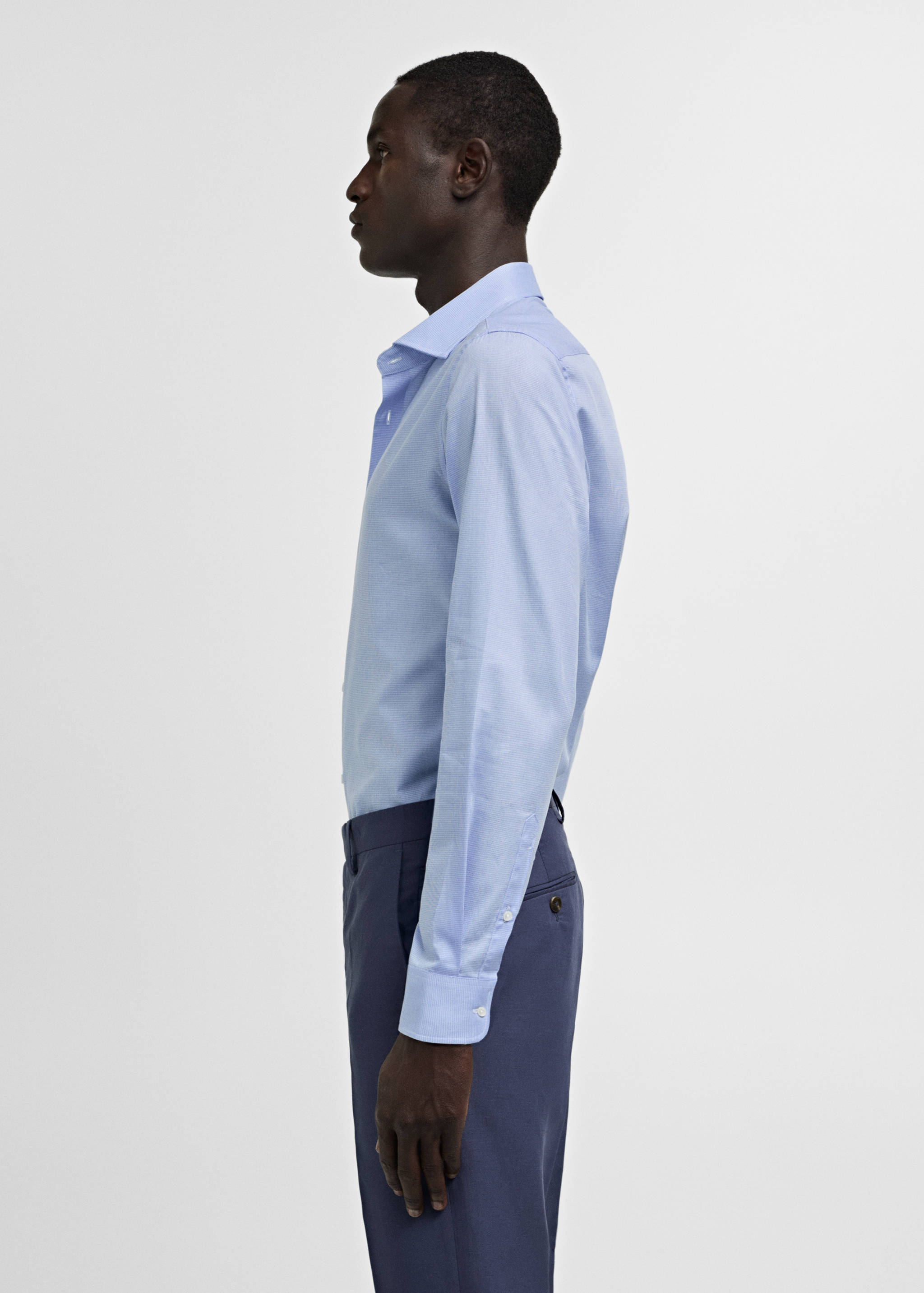 Slim-fit micro-print twill suit shirt - Details of the article 2