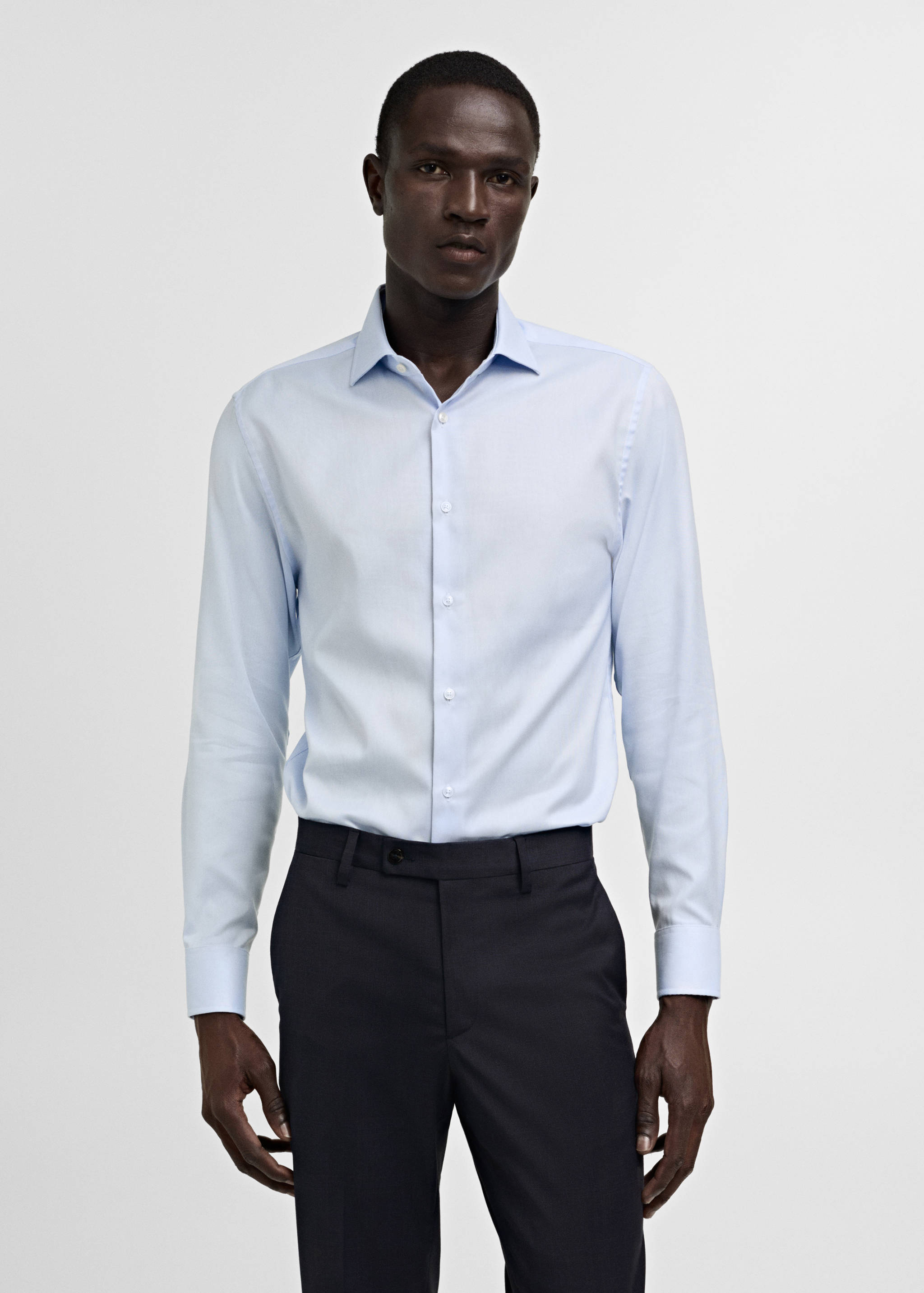 Slim fit structured suit shirt - Medium plane