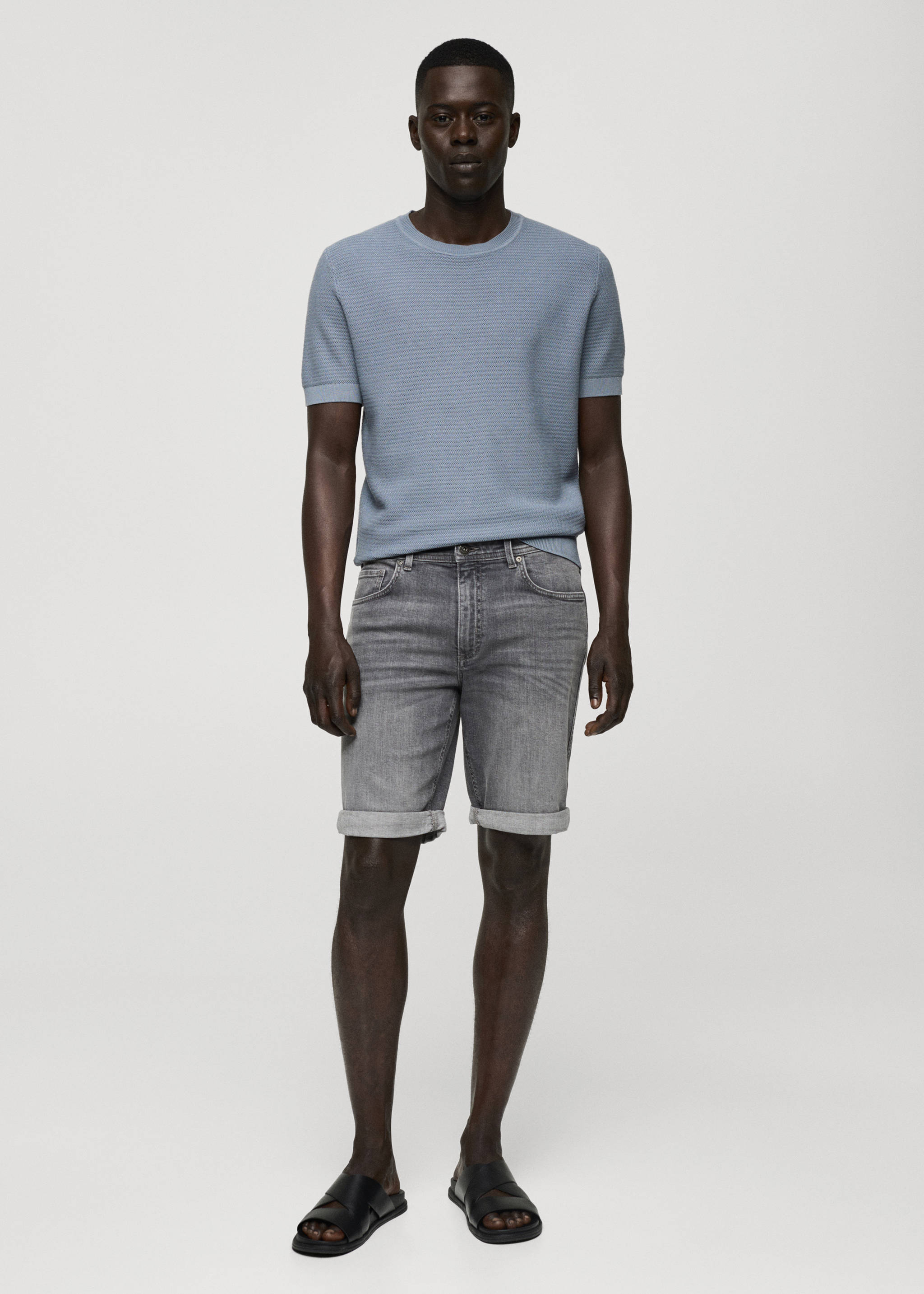 Slim-fit denim bermuda shorts - General plane