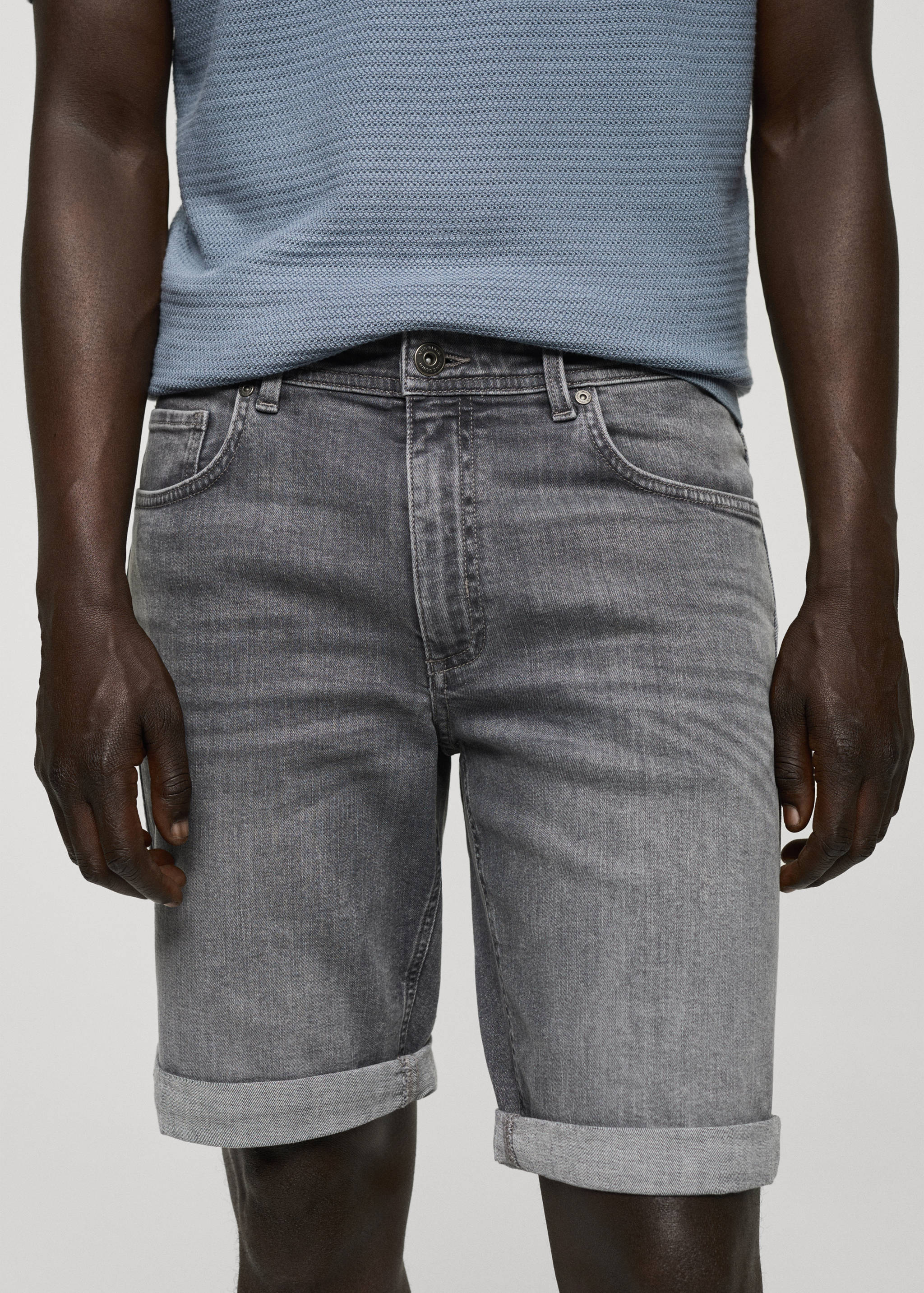 Slim-fit denim bermuda shorts - Details of the article 1