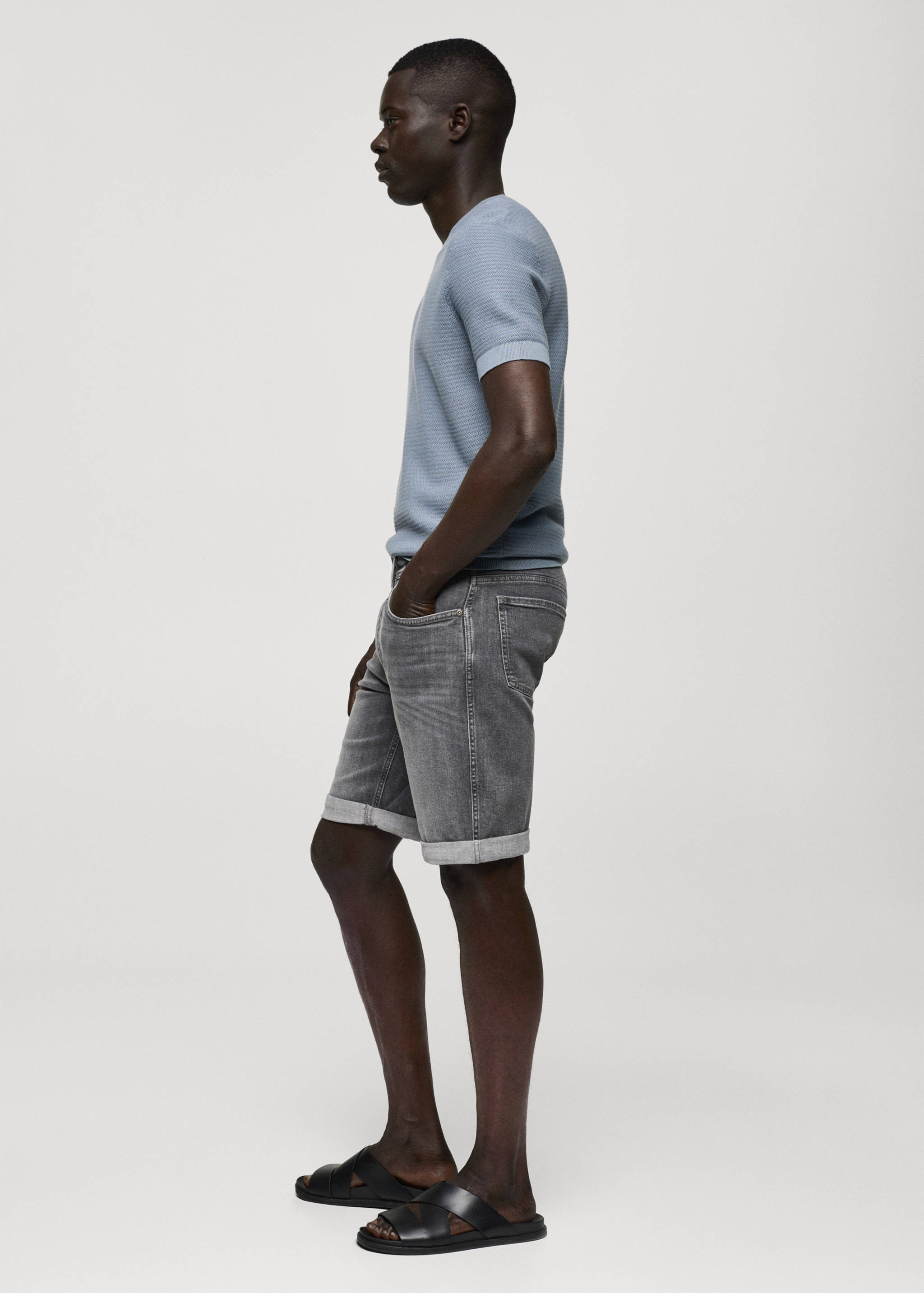 Slim-fit denim bermuda shorts - Details of the article 2