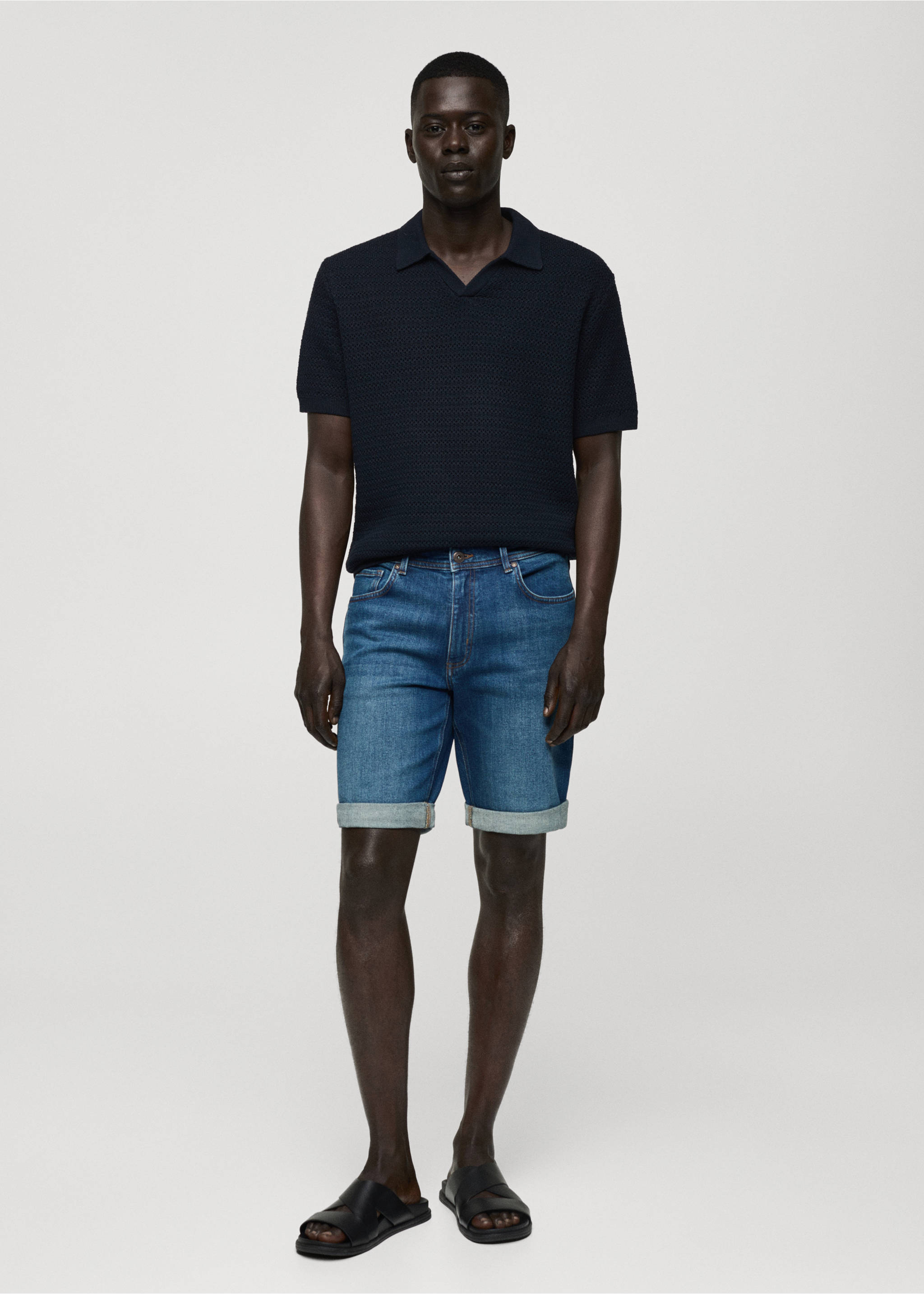 Bermudas vaqueras slim fit - Plano general, Azul oscuro. Ref: 77040578-00.