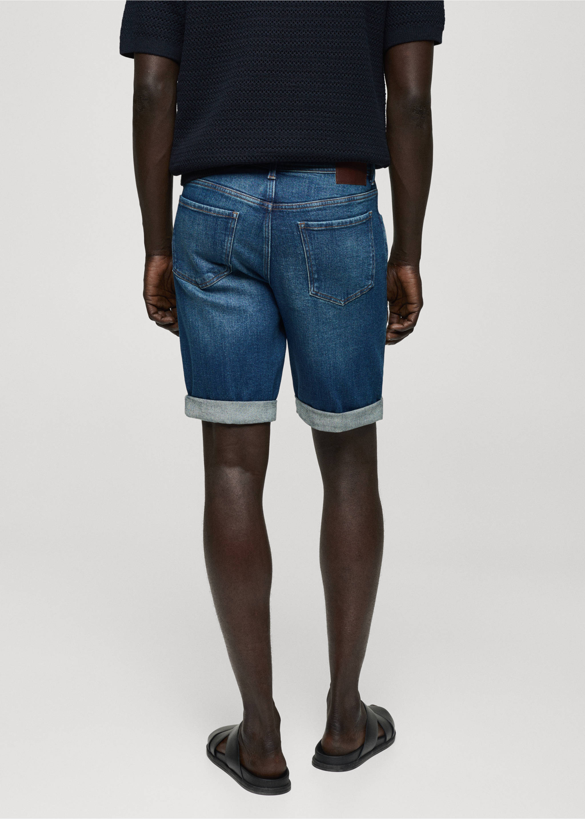 Bermudas vaqueras slim fit - Reverso del artículo, Azul oscuro. Ref: 77040578-00.