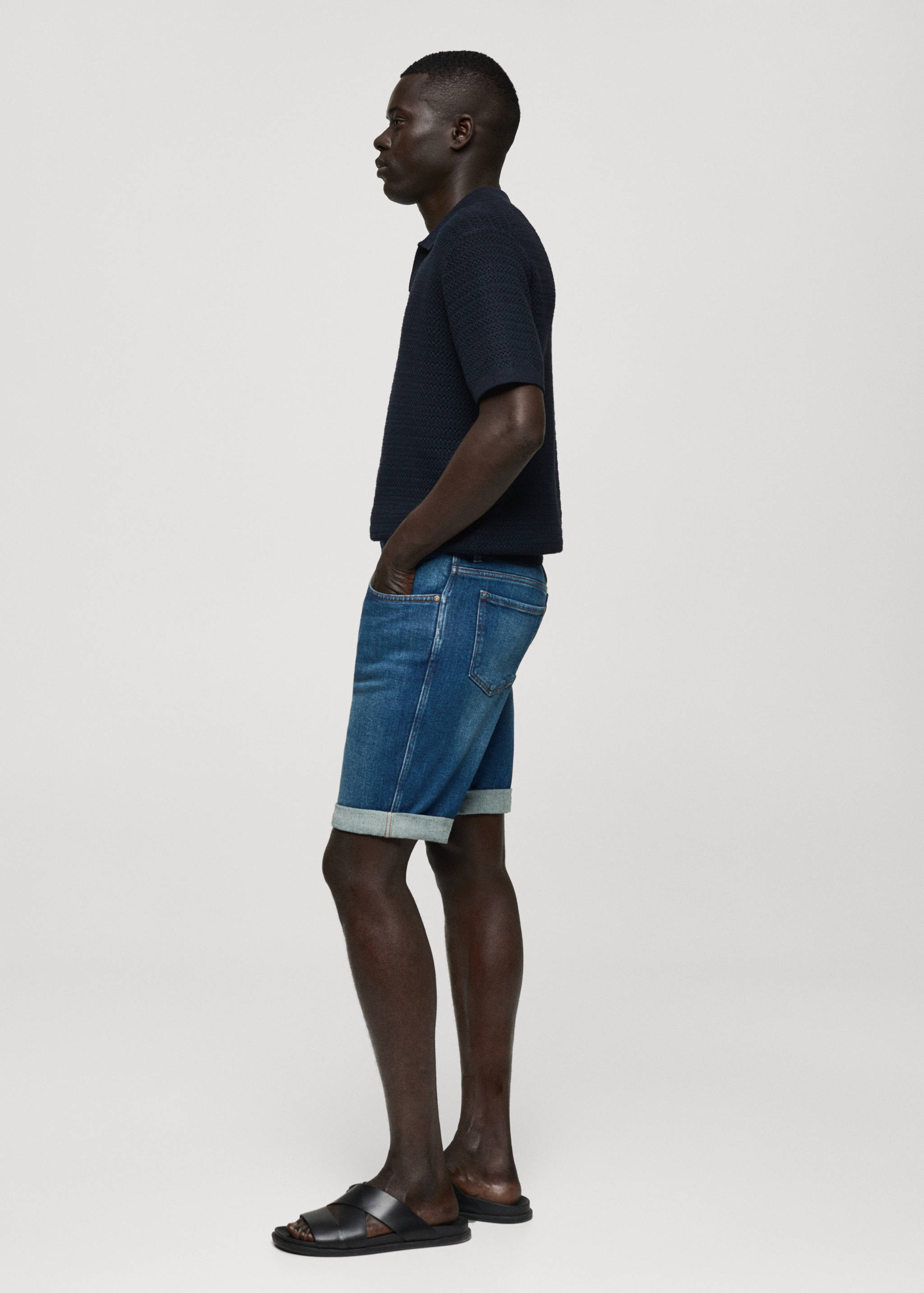 Slim-fit denim bermuda shorts - Details of the article 2