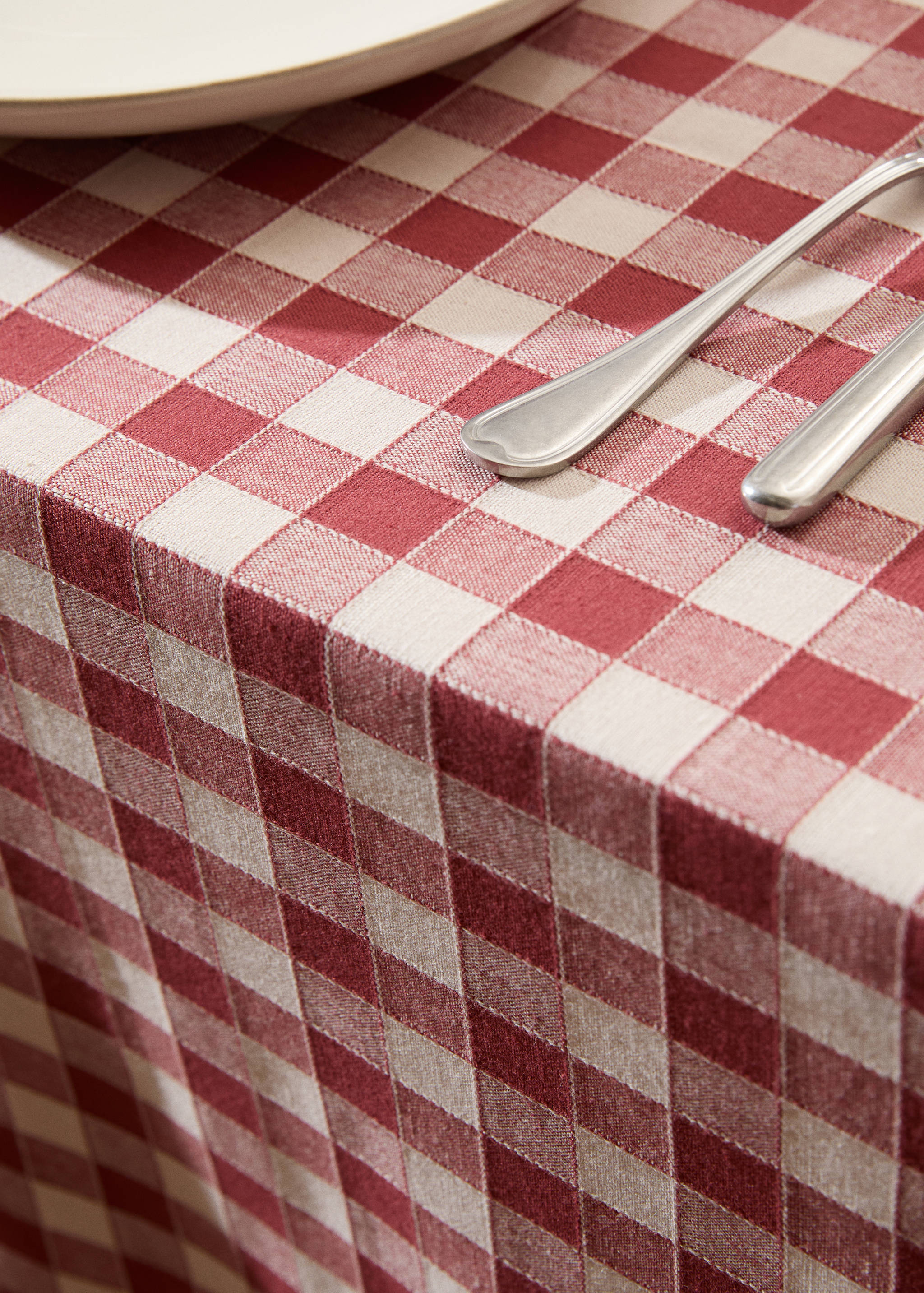 Check cotton tablecloth for 6 to 8 diners - Details of the article 7