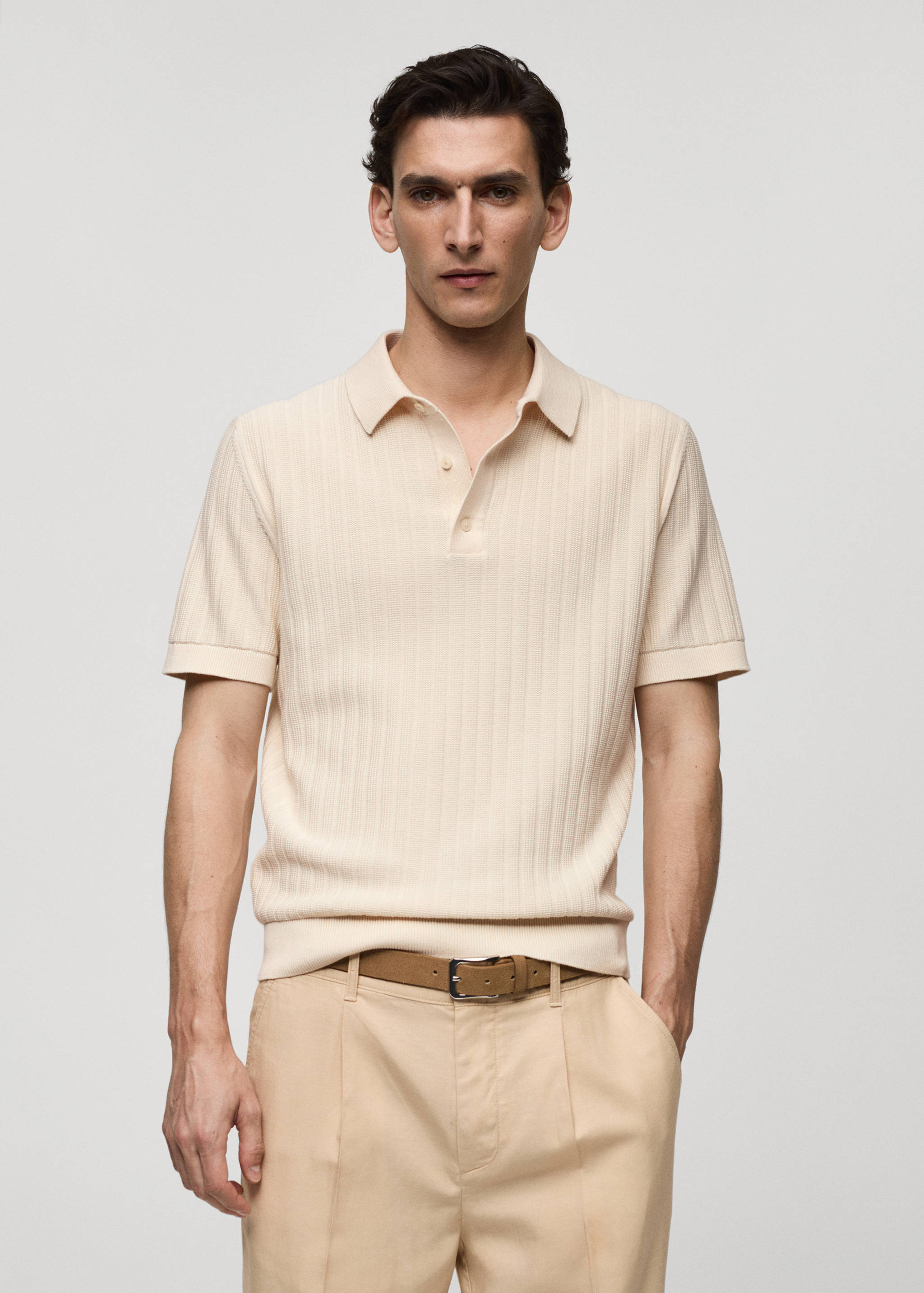 100% cotton micro-structure polo shirt - Medium plane