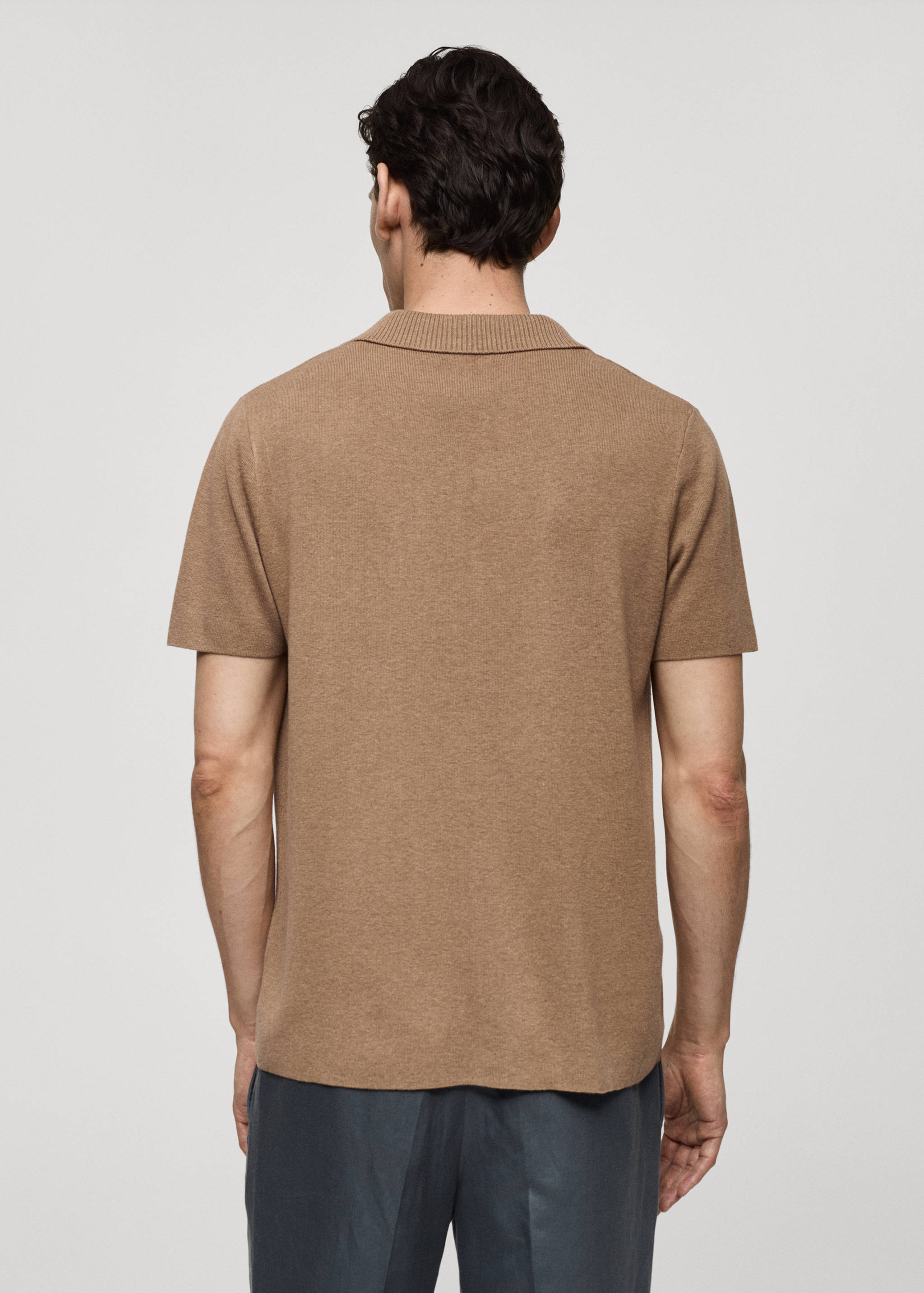 Textured knitted cotton polo shirt - Reverse of the article