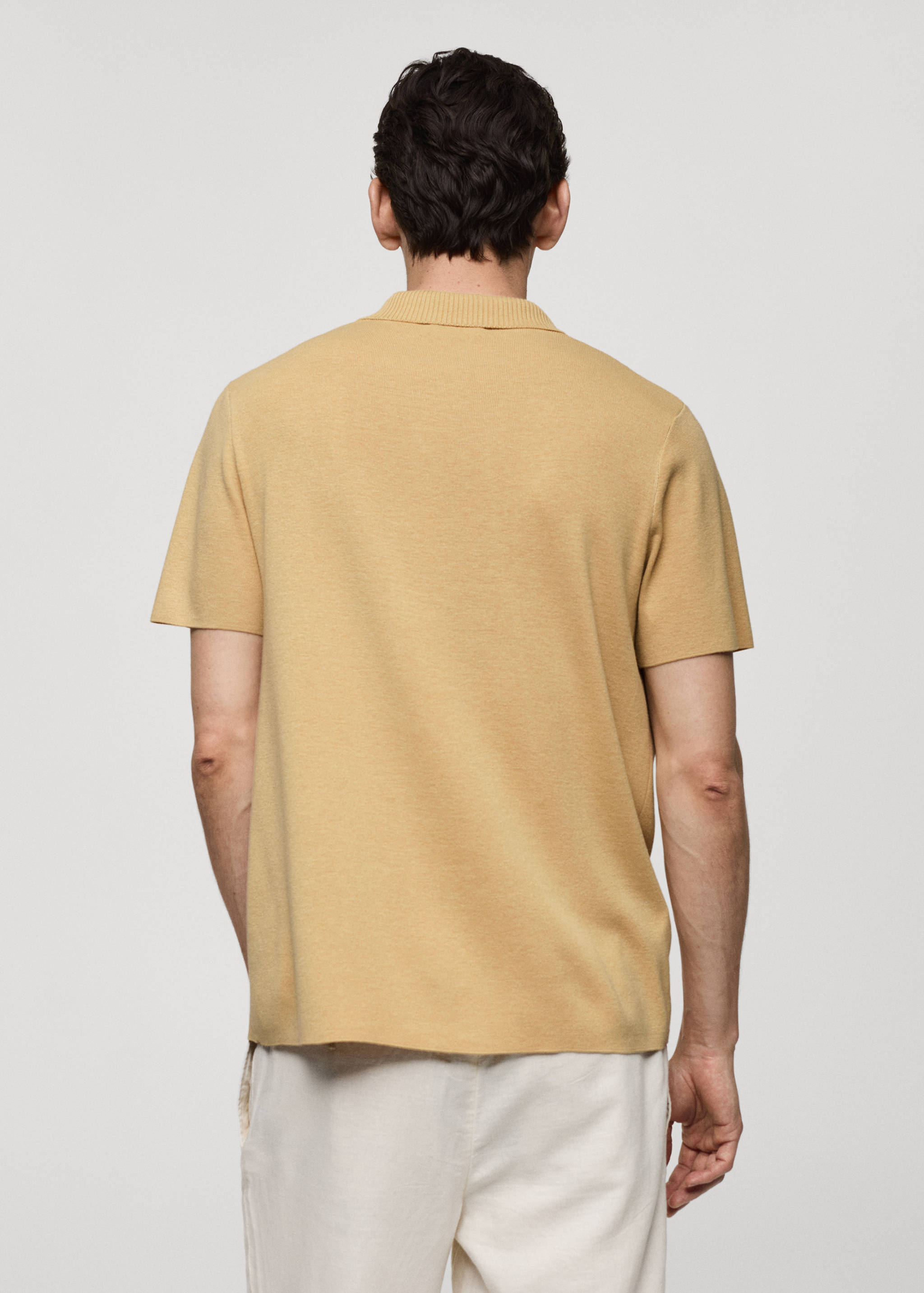 Textured knitted cotton polo shirt - Reverse of the article