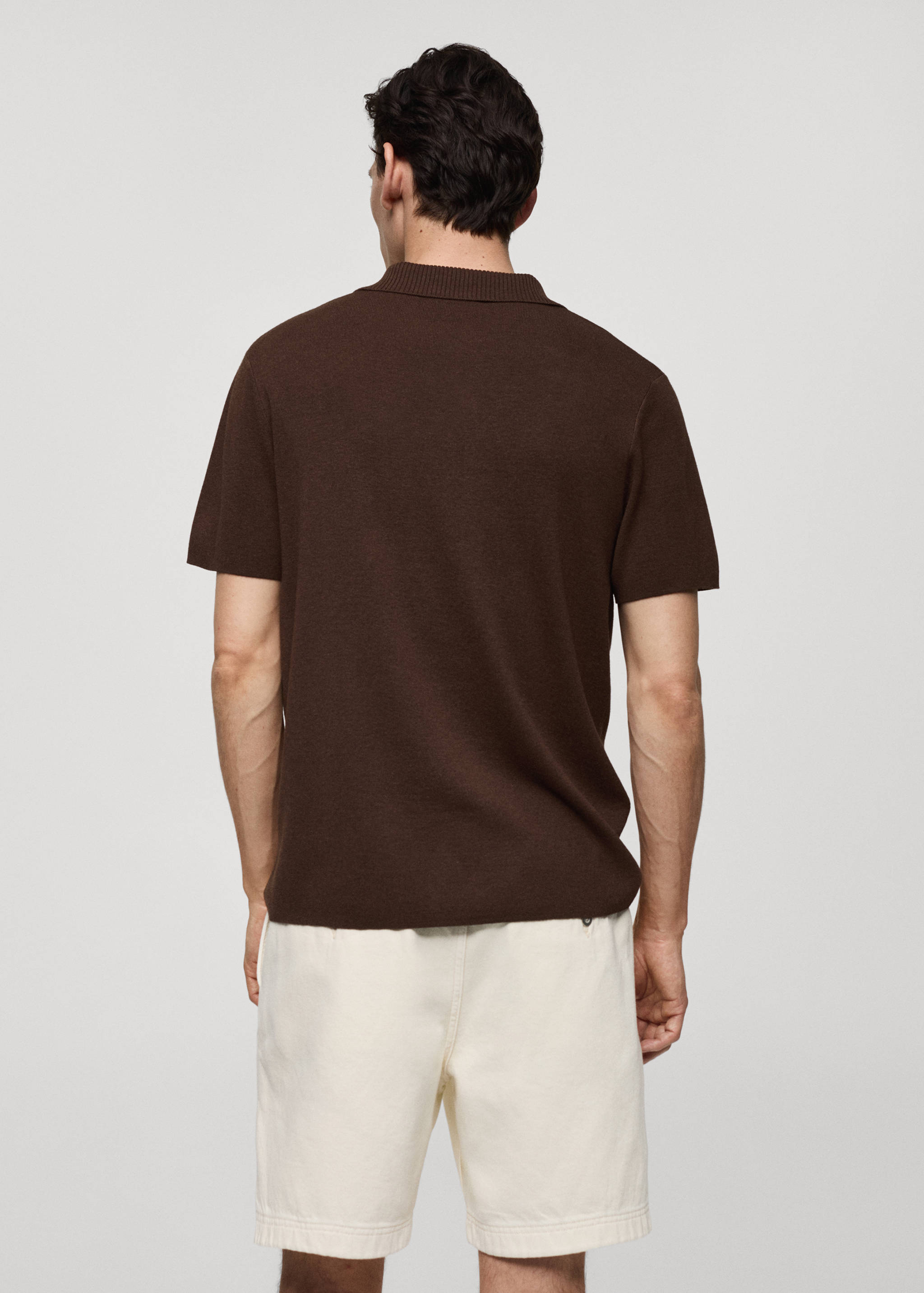 Textured knitted cotton polo shirt - Reverse of the article