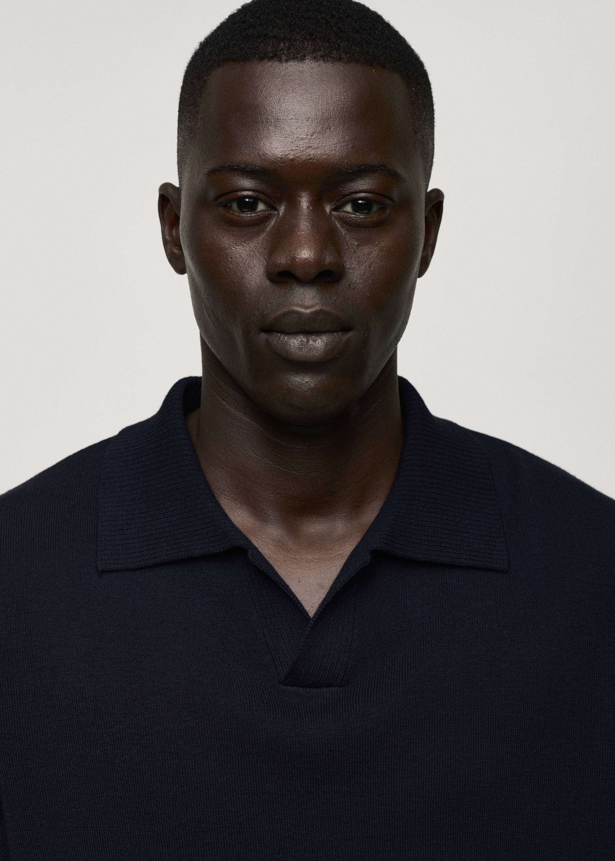 Textured knitted cotton polo shirt - Details of the article 1