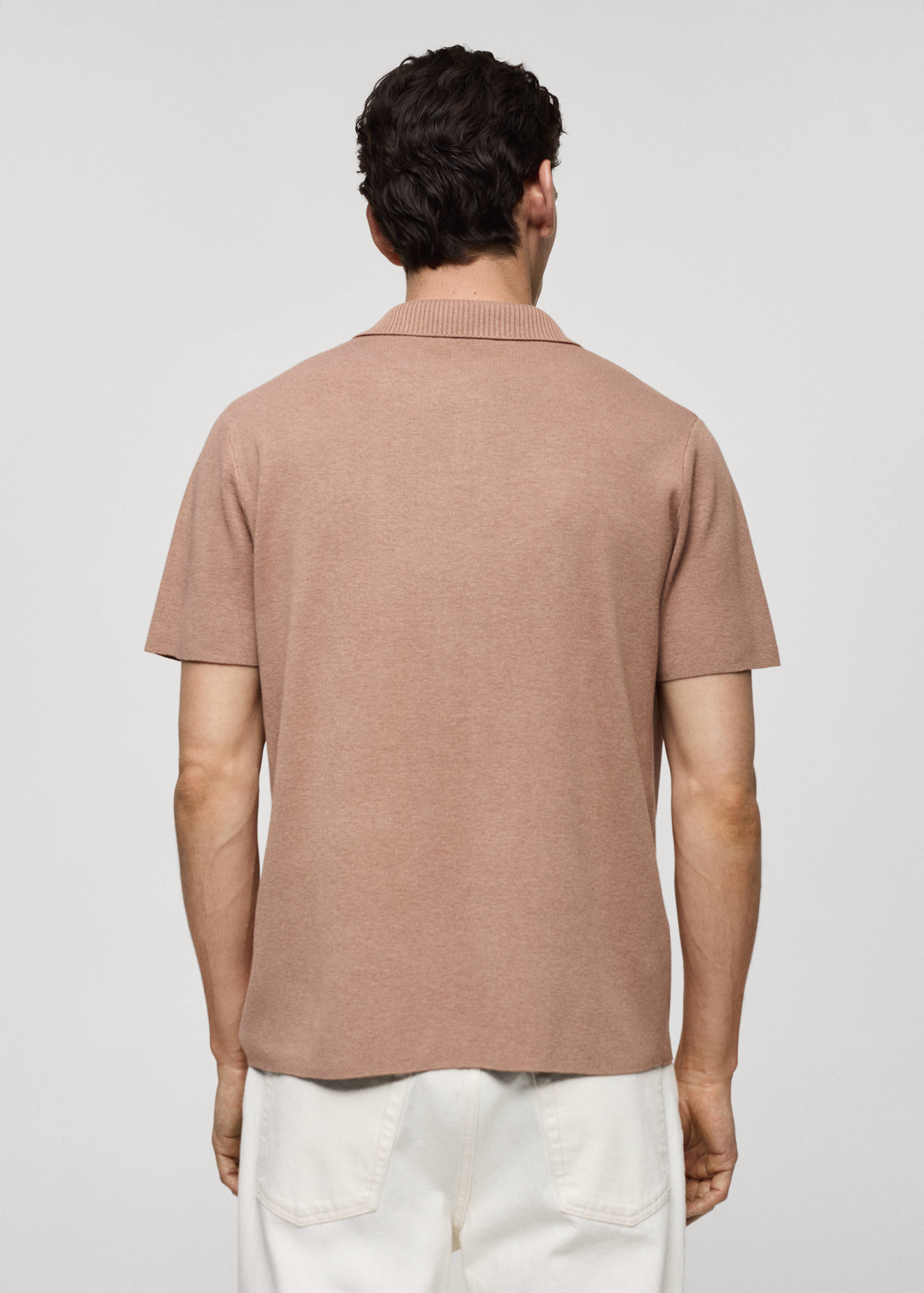 Textured knitted cotton polo shirt - Reverse of the article