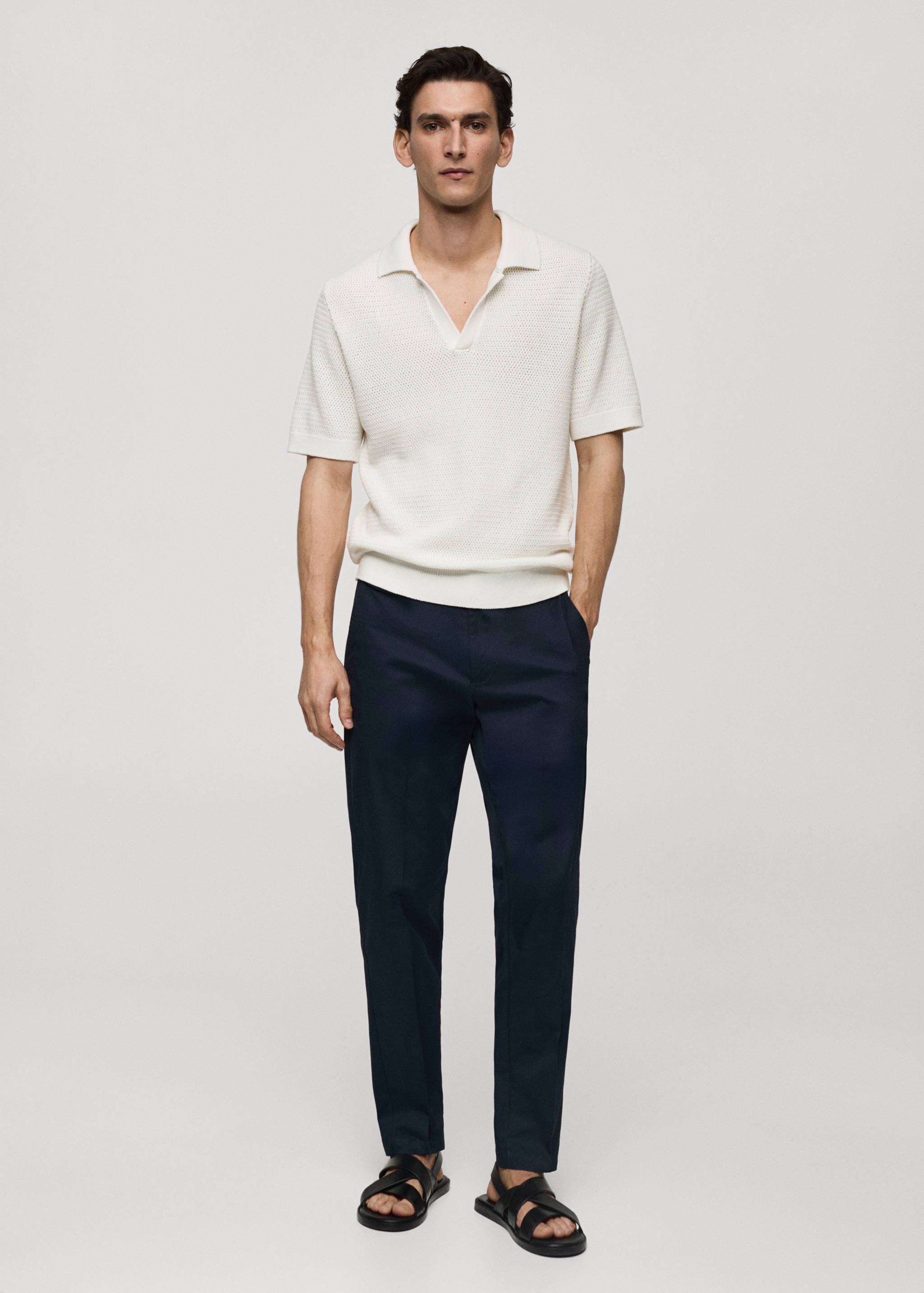 Polo maille coton ajouré - Plan général