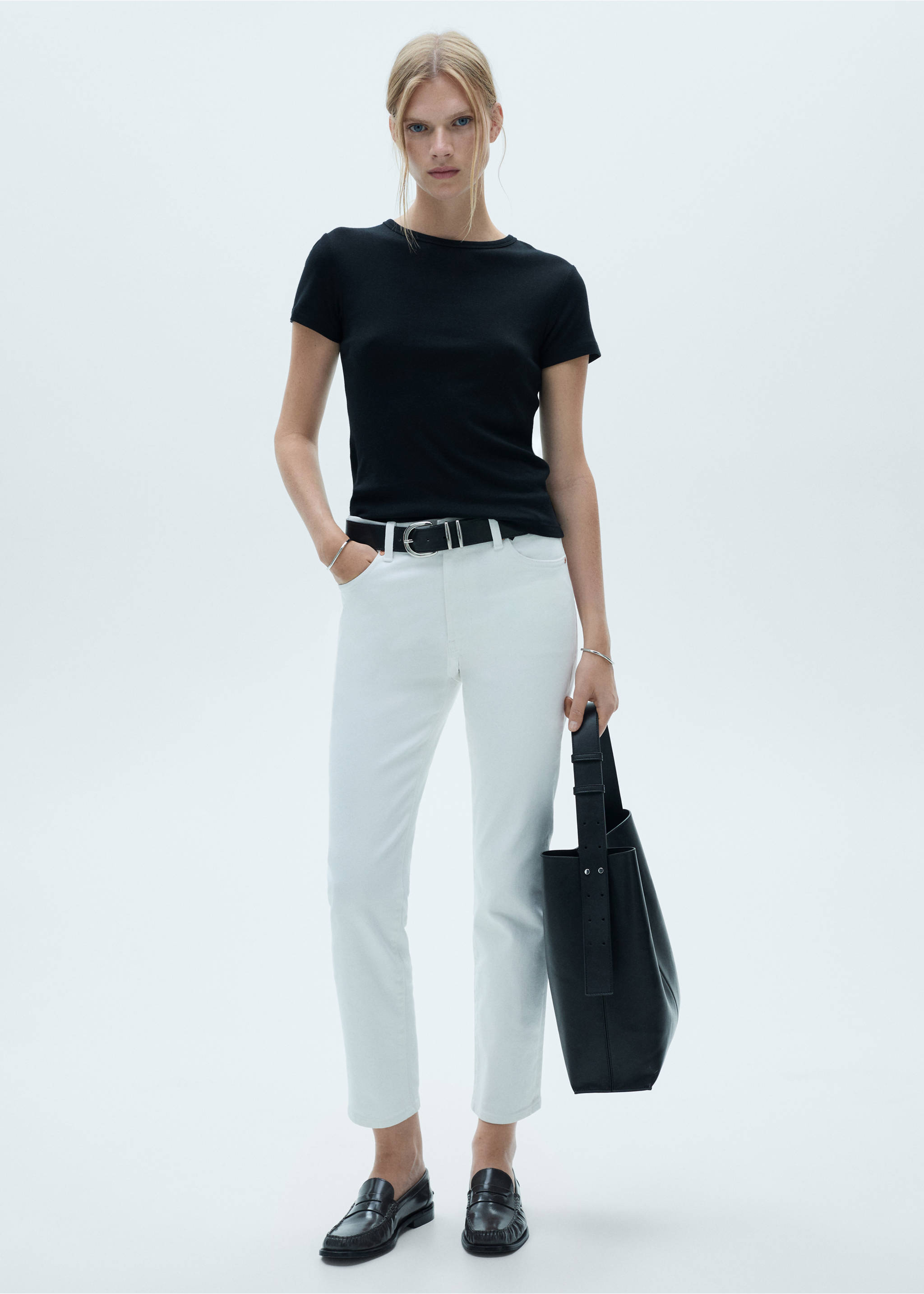 Укороченные джинсы slim Claudia - Общий план, Белый. Ref: 77040593-00.