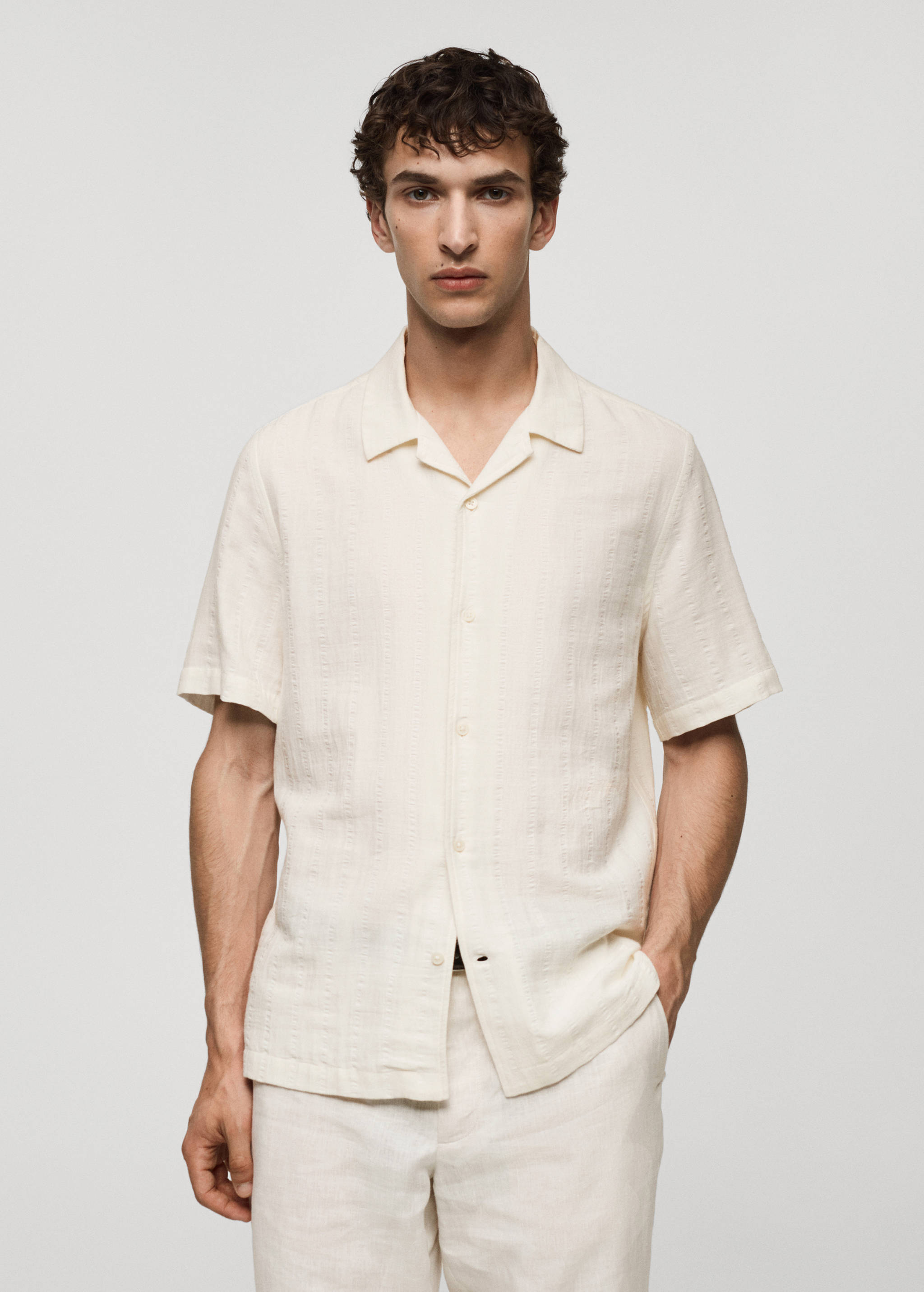Chemise regular-fit coton seersucker - Plan moyen
