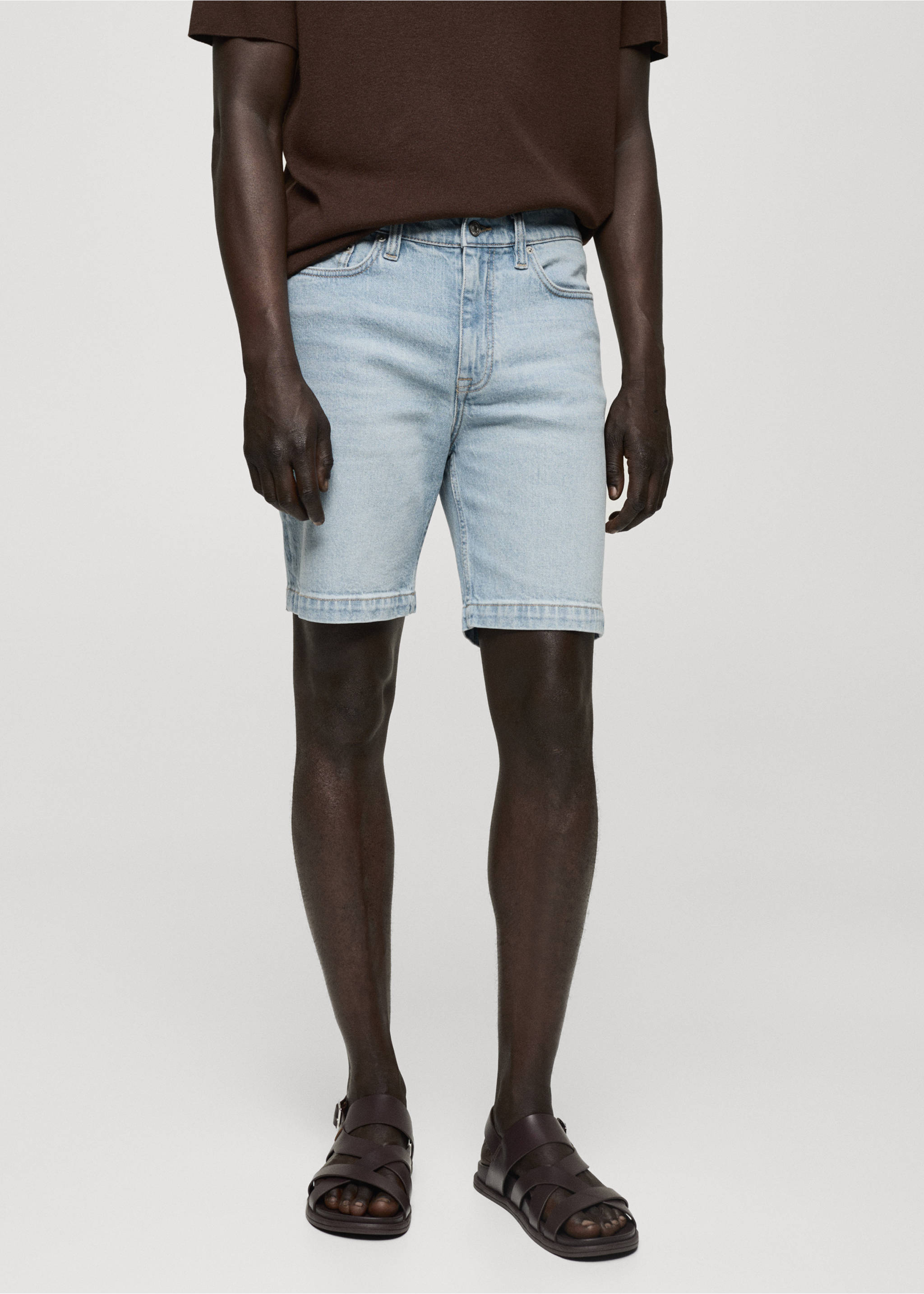 Бермуды regular fit из денима - Средний план, Синий средний. Ref: 77040597-00.