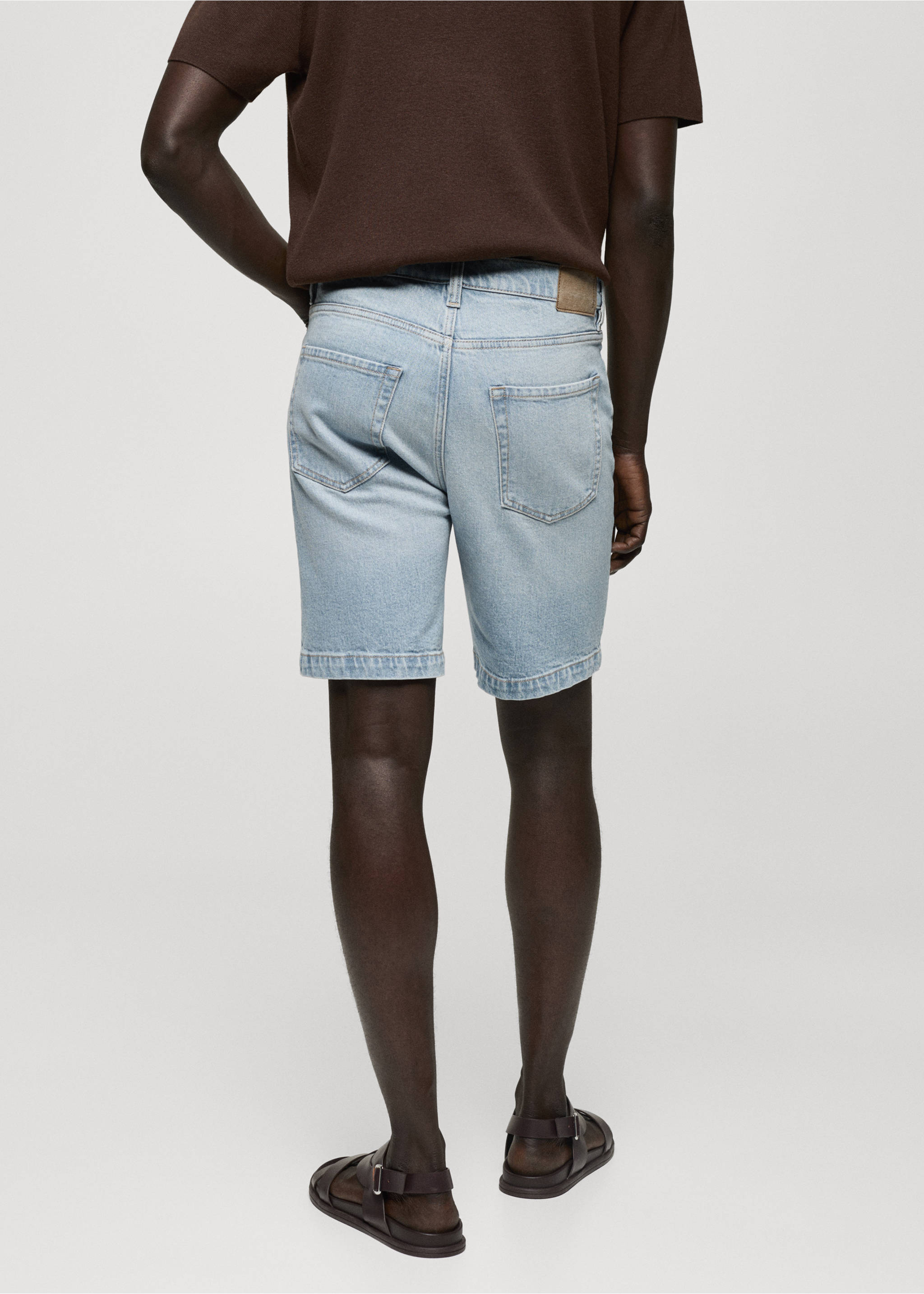 Бермуды regular fit из денима - Обратная сторона изделия, Синий средний. Ref: 77040597-00.