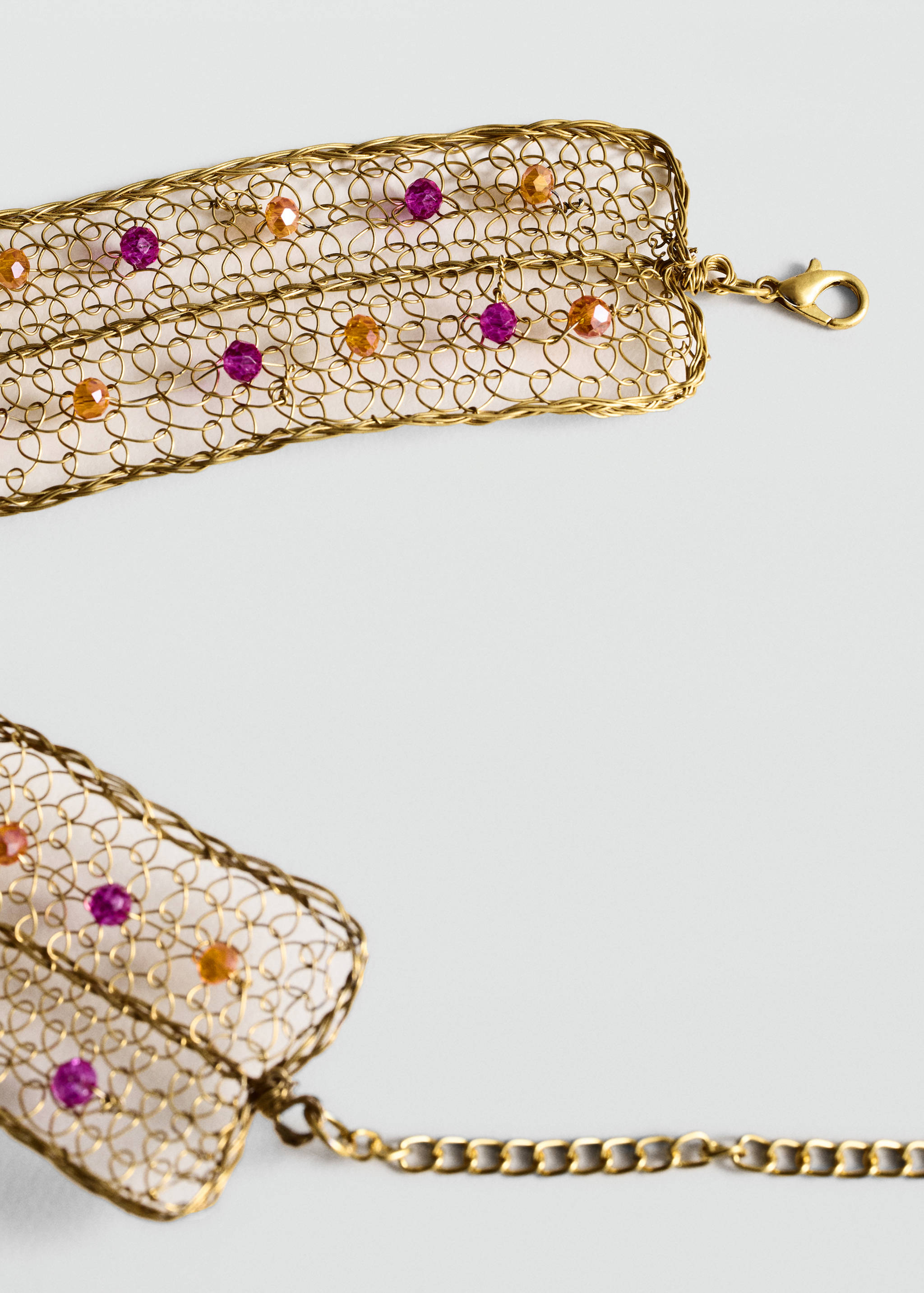 Metal choker with mesh crystals - Medium plane