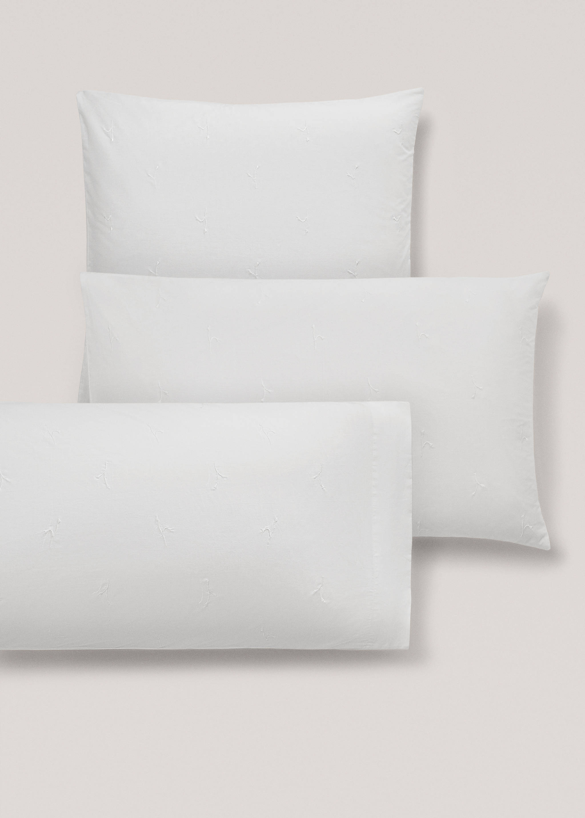 Floral embroidered cotton pillowcase 45x110cm - Details of the article 3