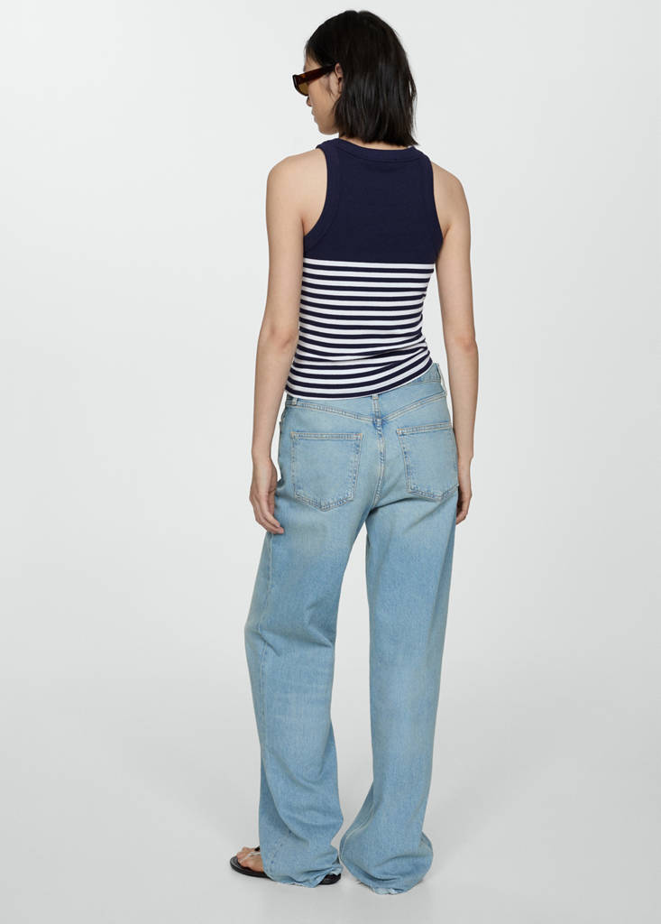 Stripe-print top — Dark Navy