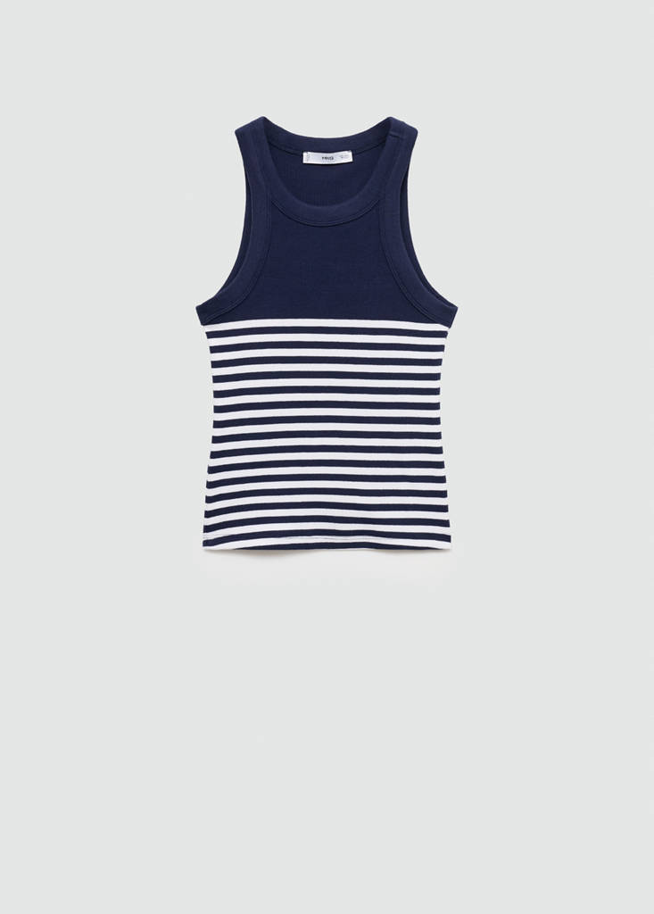 Stripe-print top — Dark Navy